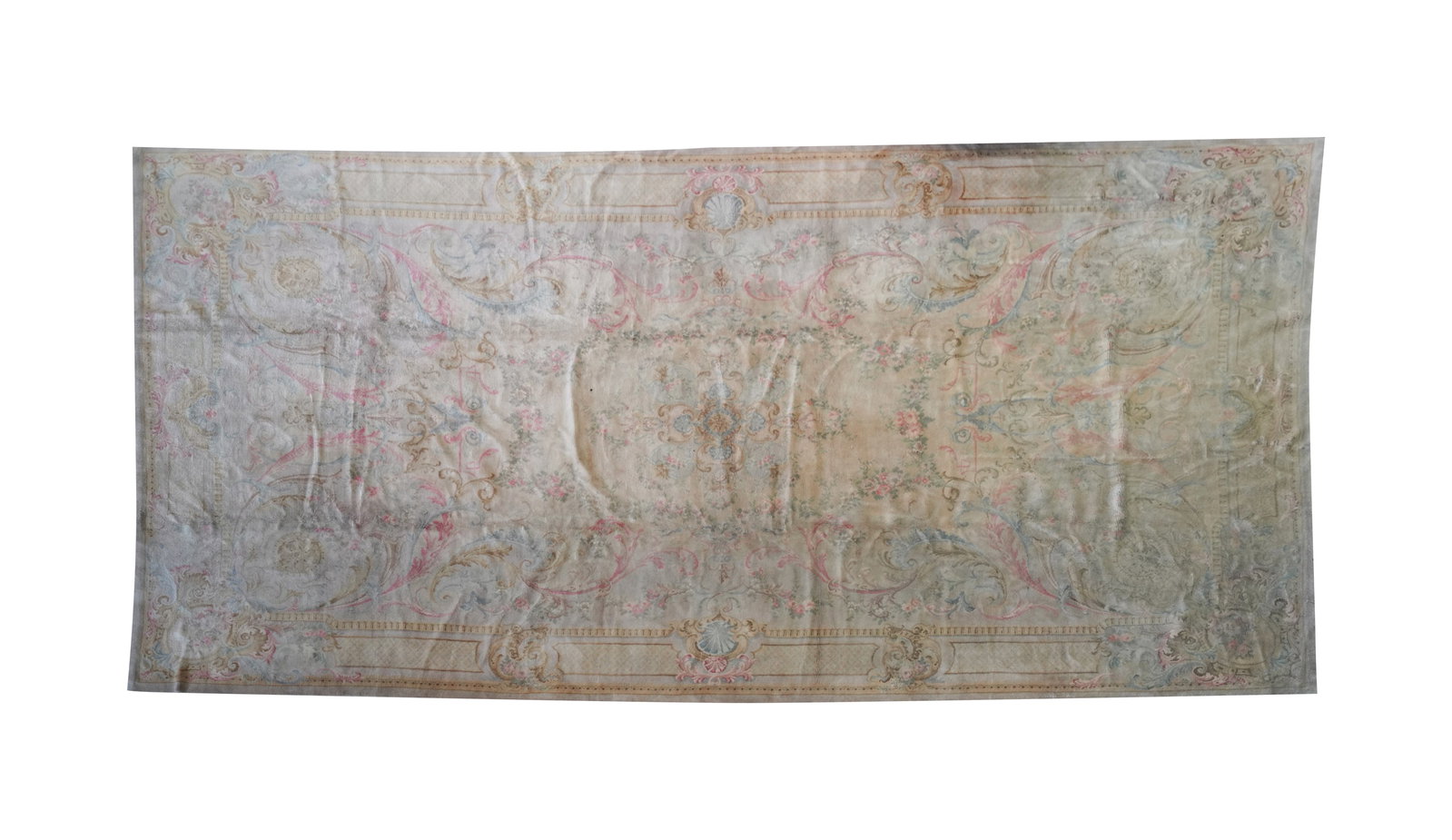 Large Beige Field Area Rug 20'5" x 11'8": wool, 20'5" x 11'8"