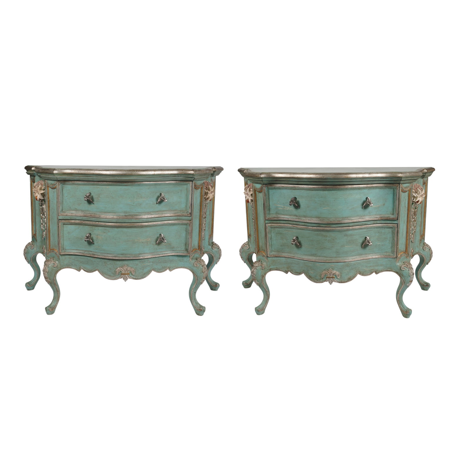 Pair of Italian Rococo Style Celadon Commodes: Created by Judson Rothschild for the Rothschild Collection, "Joy", 2005, 34 x 54 x 26 1/4 in.