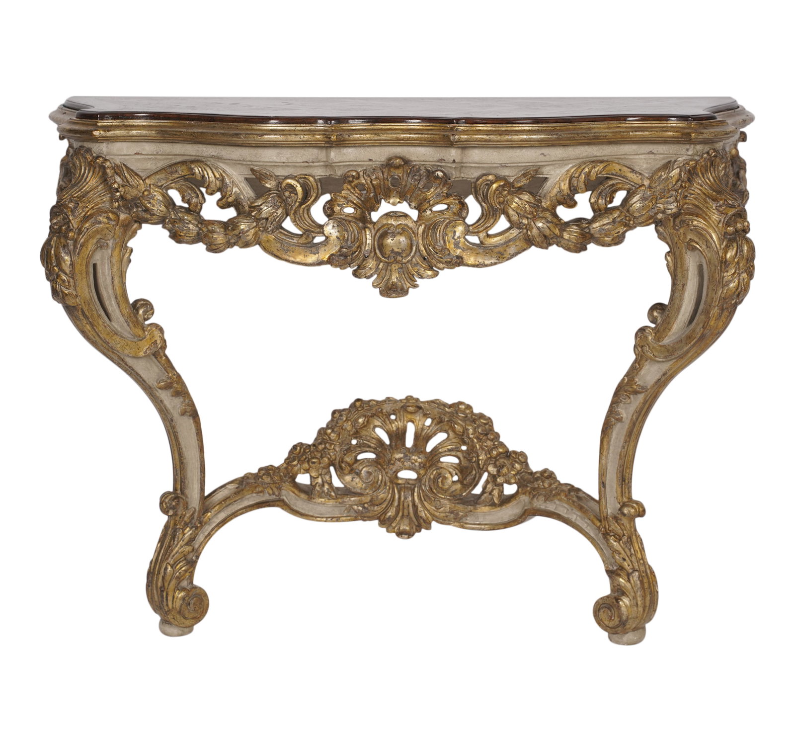 Carved Wood and Parquetry Top Wall Console (1 of 11)