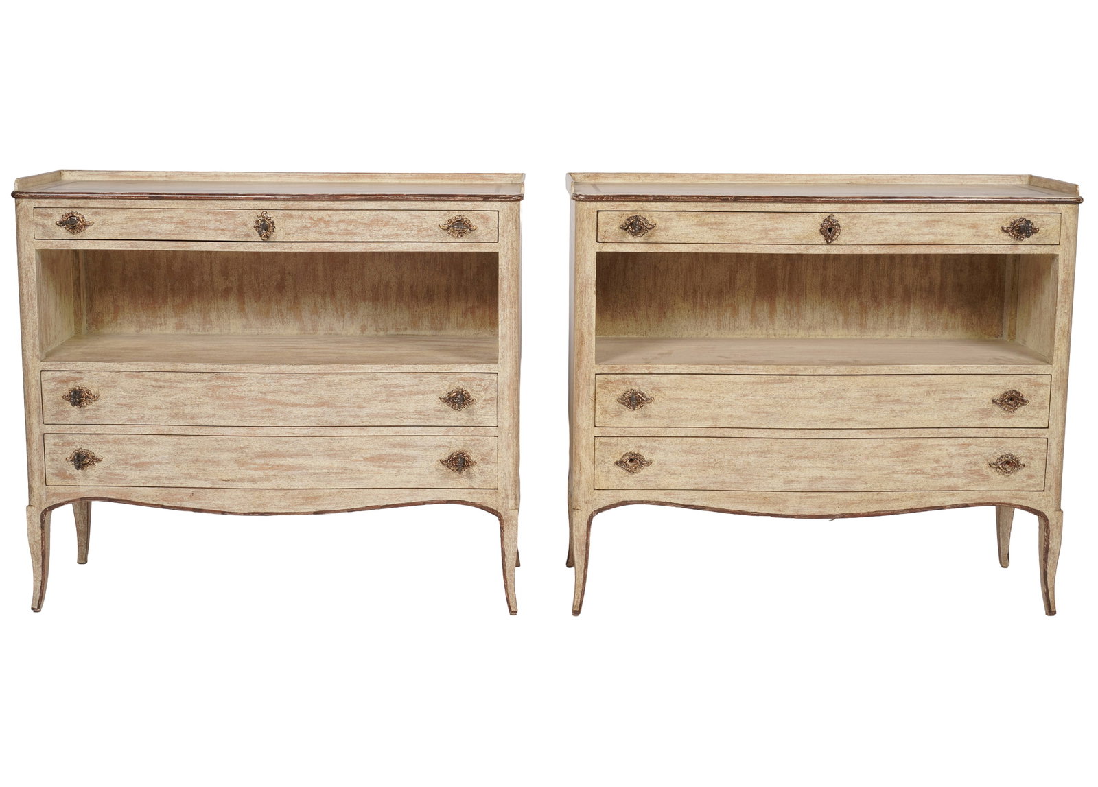 Pair of Louis XV Provincial Style Side Cabinets: Created by Judson Rothschild for the Rothschild Collection, 2006, "Ange", 31 3/4 x 36 x 12 1/4 in.