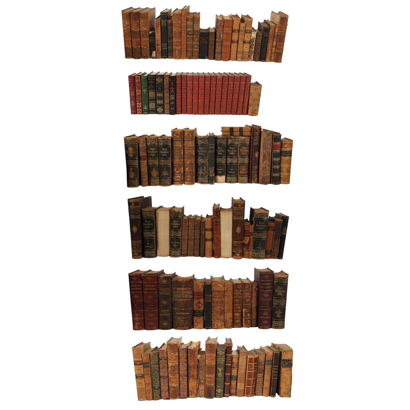 Large Collection of Leather Bound Books: Approximately 111 pieces total