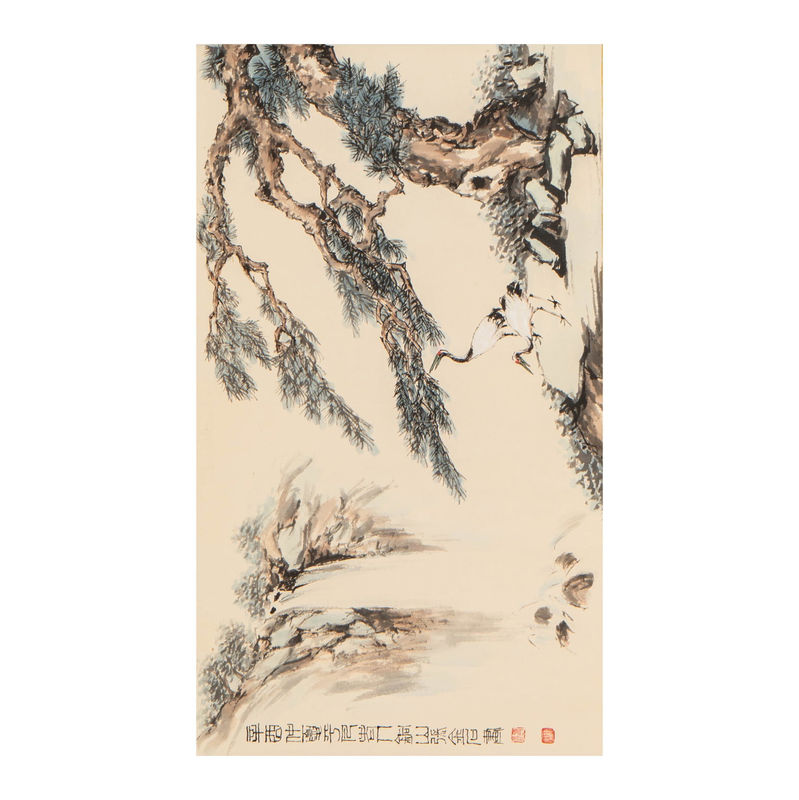 Zhang Jinshi (20th Century), Scroll Painting of Cranes (1 of 10)