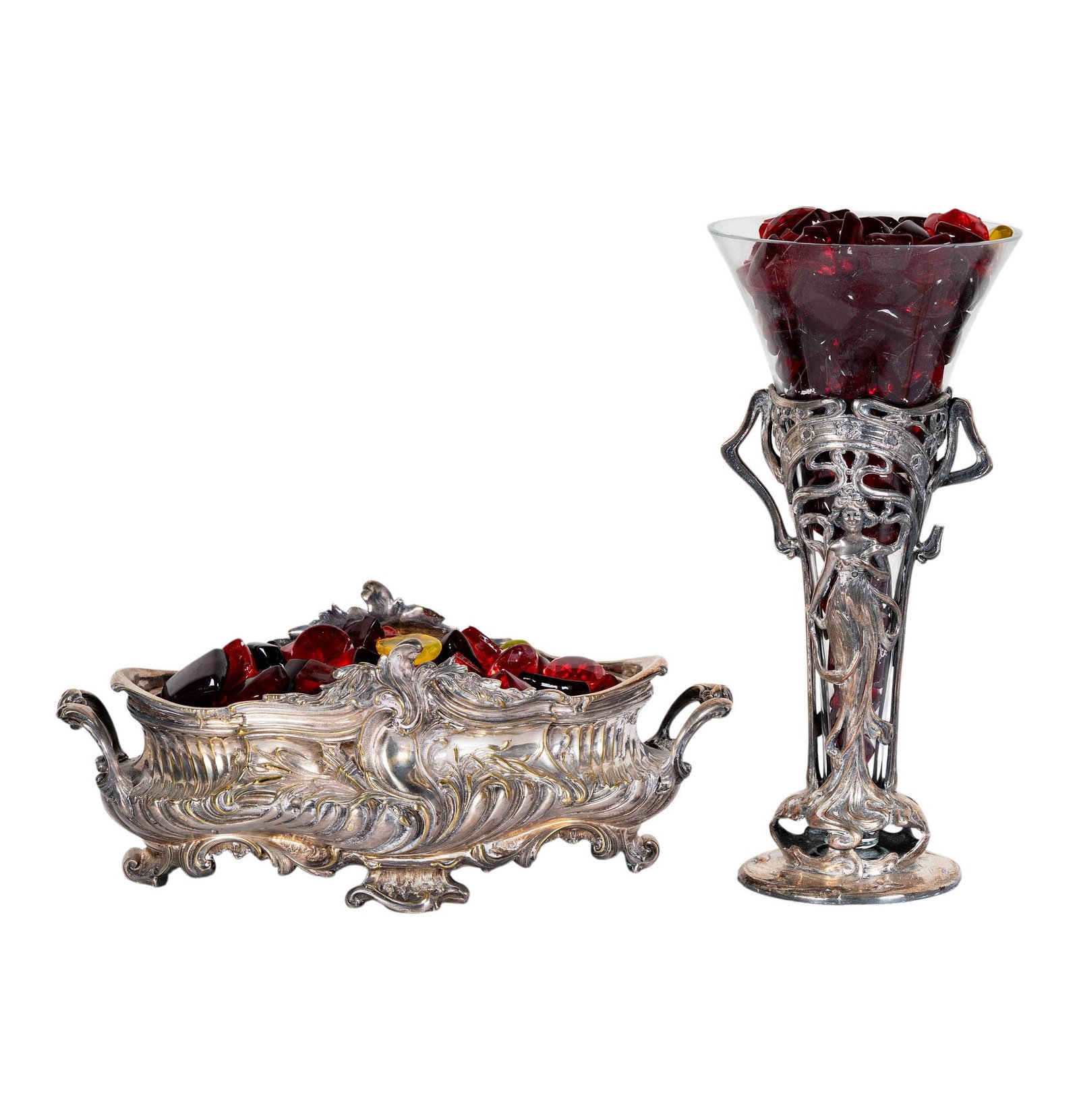 Art Nouveau Silverplate Jardiniere and Vase (1 of 15)