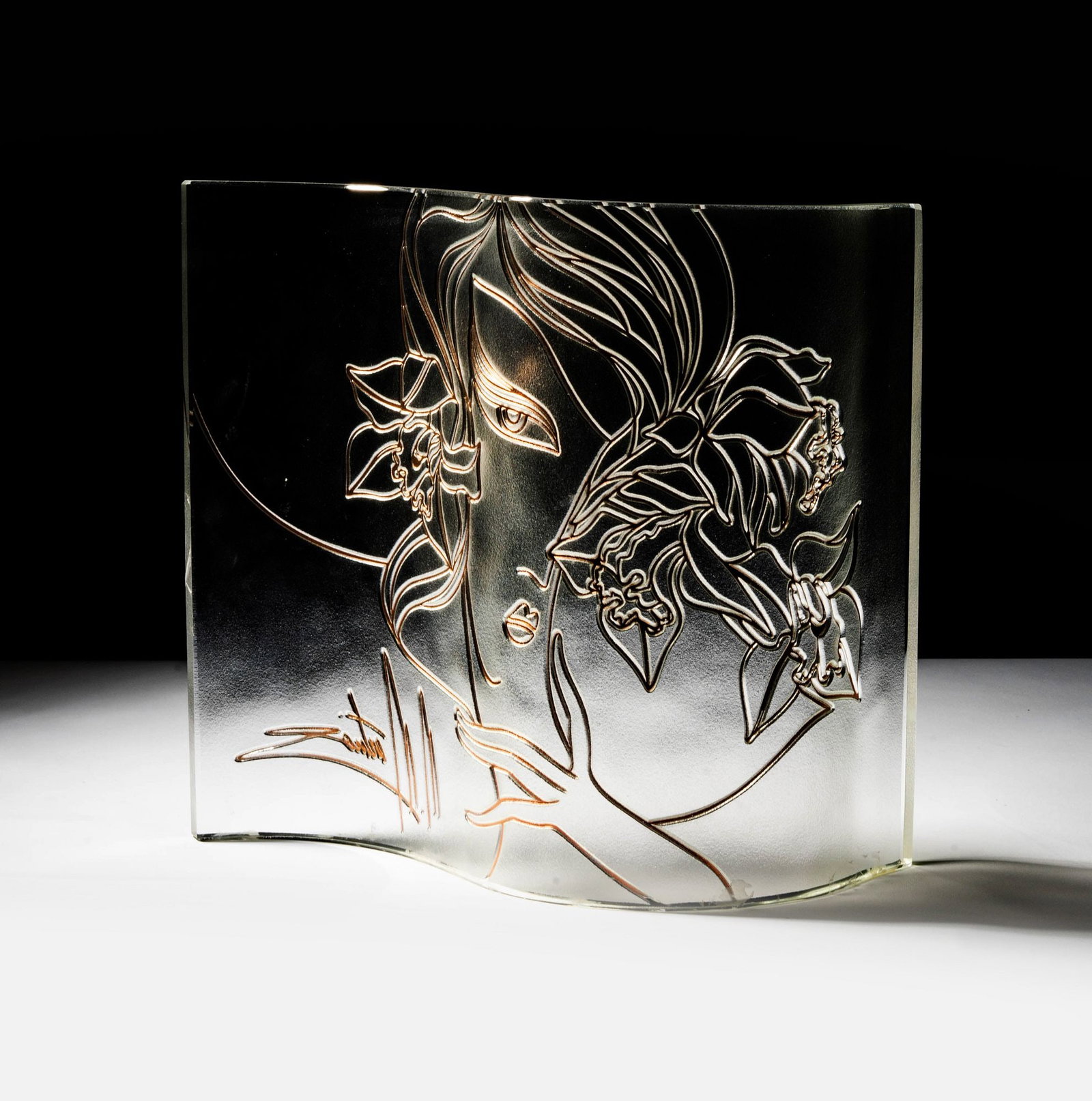 Art Glass Decorative Panel: signed, 13 3/4 x 15 1/4 x 5 1/2 in.