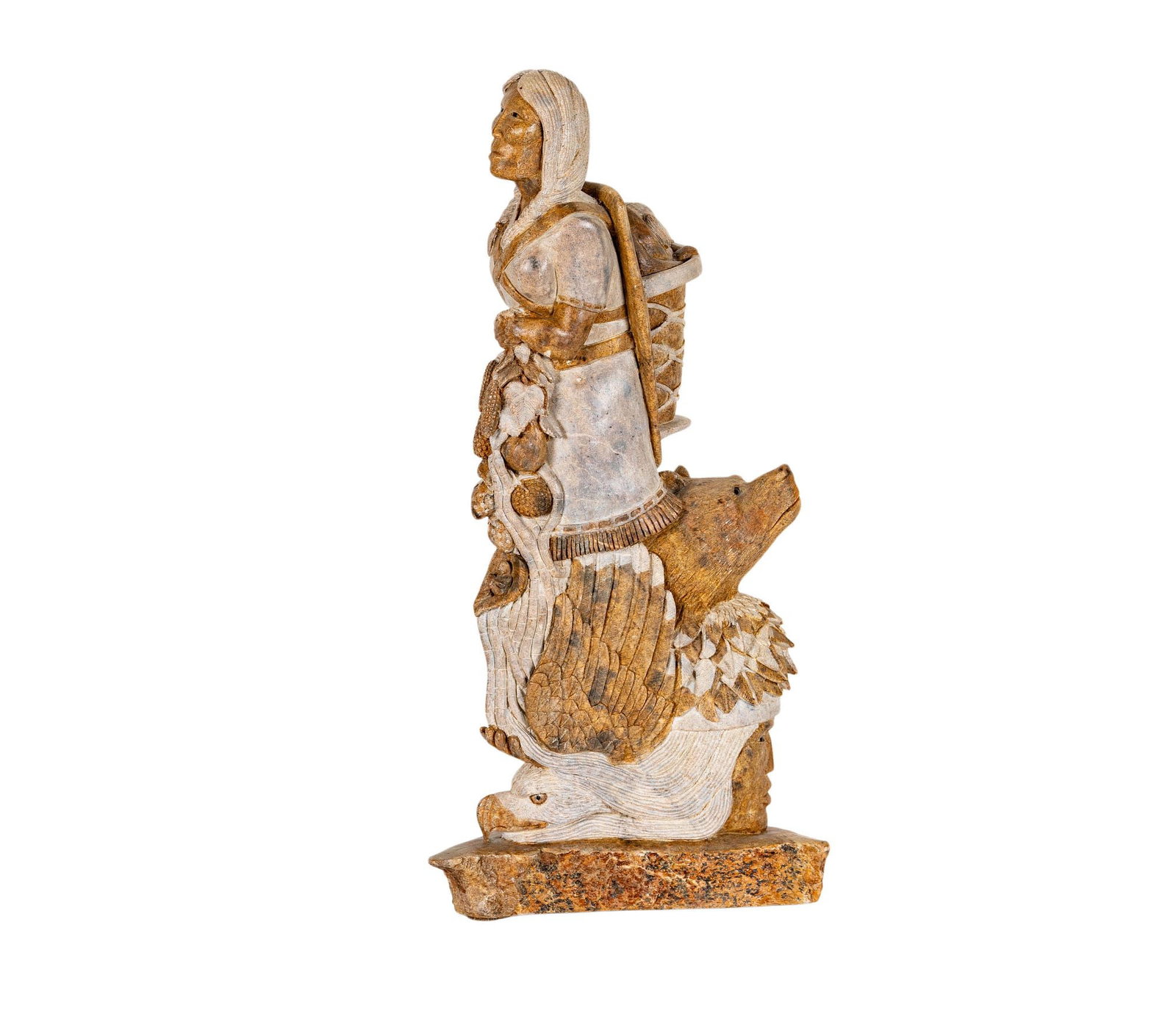 Leroy Hill, Iroquois Woman: stone, signed underside, 16 1/2 x 8 x 4 in.