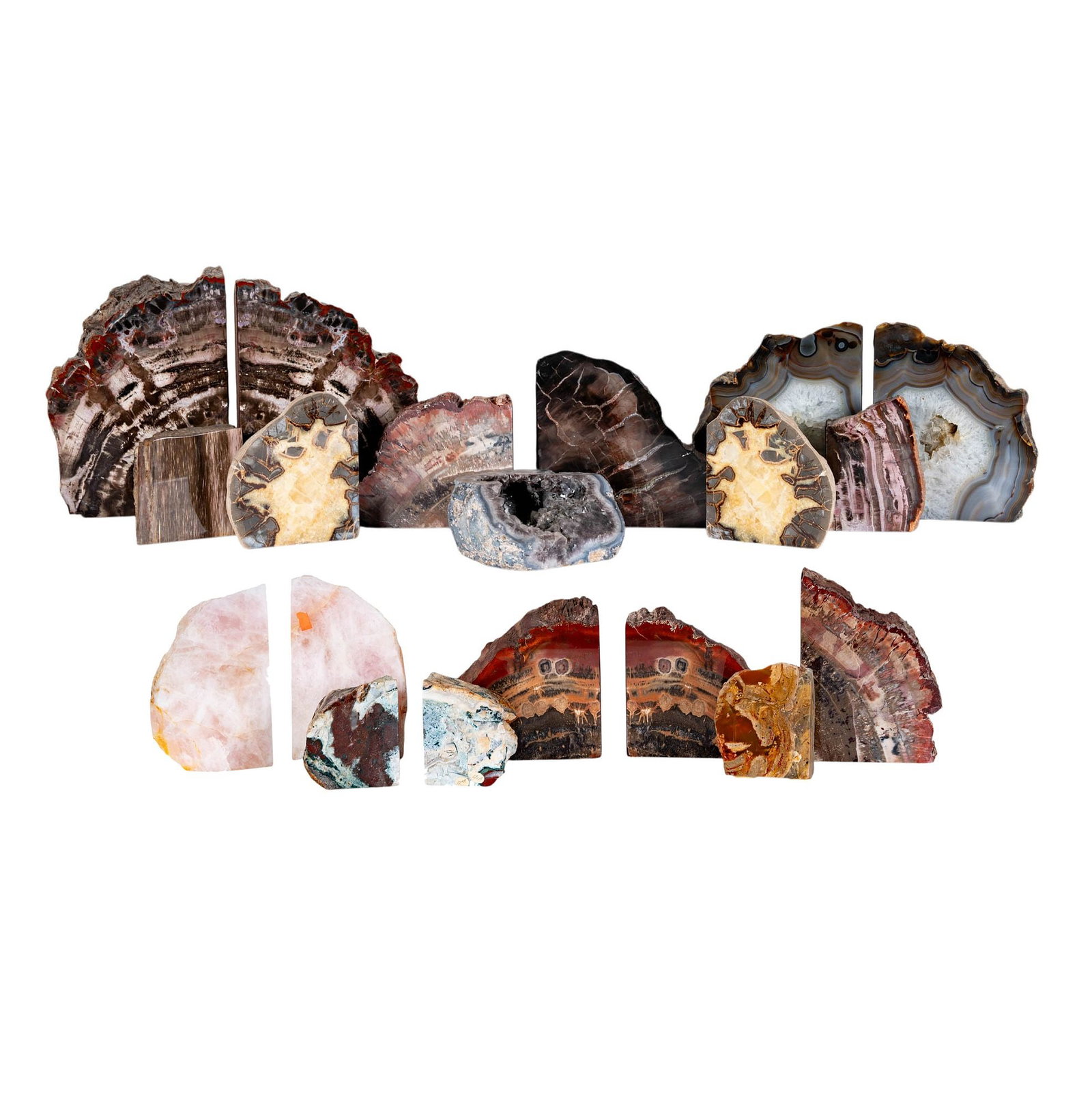 Group of Stone and Petrified Wood Bookends and Garnitures (1 of 18)