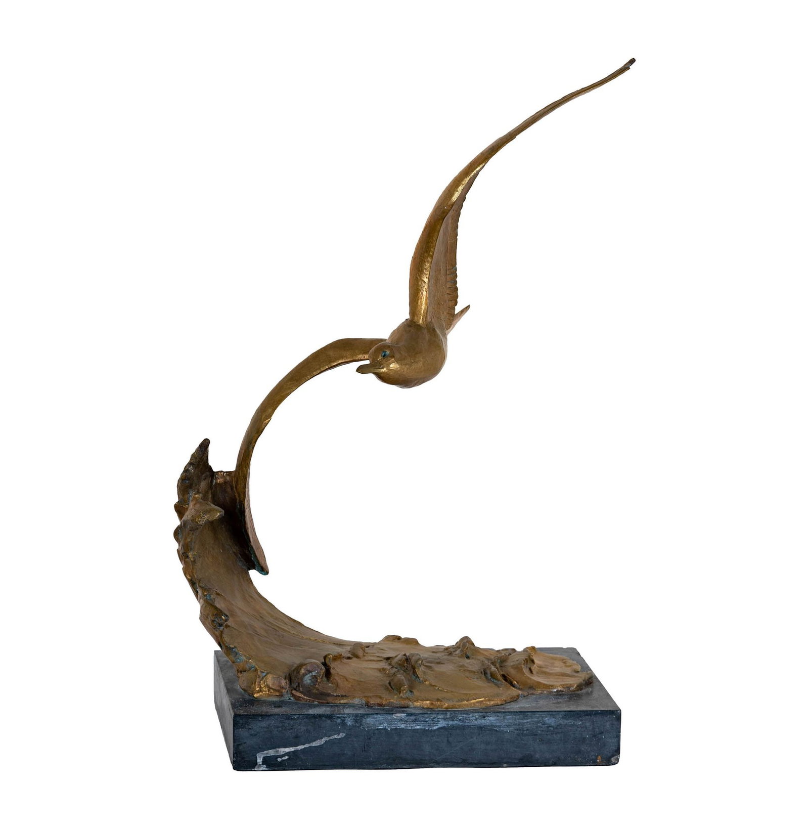 Andre-Vincent Bequerel (French, 1893-1981), Bird in Flight: gilt bronze, signed in casting, approximately: 23 3/4 x 15 x 9 in.