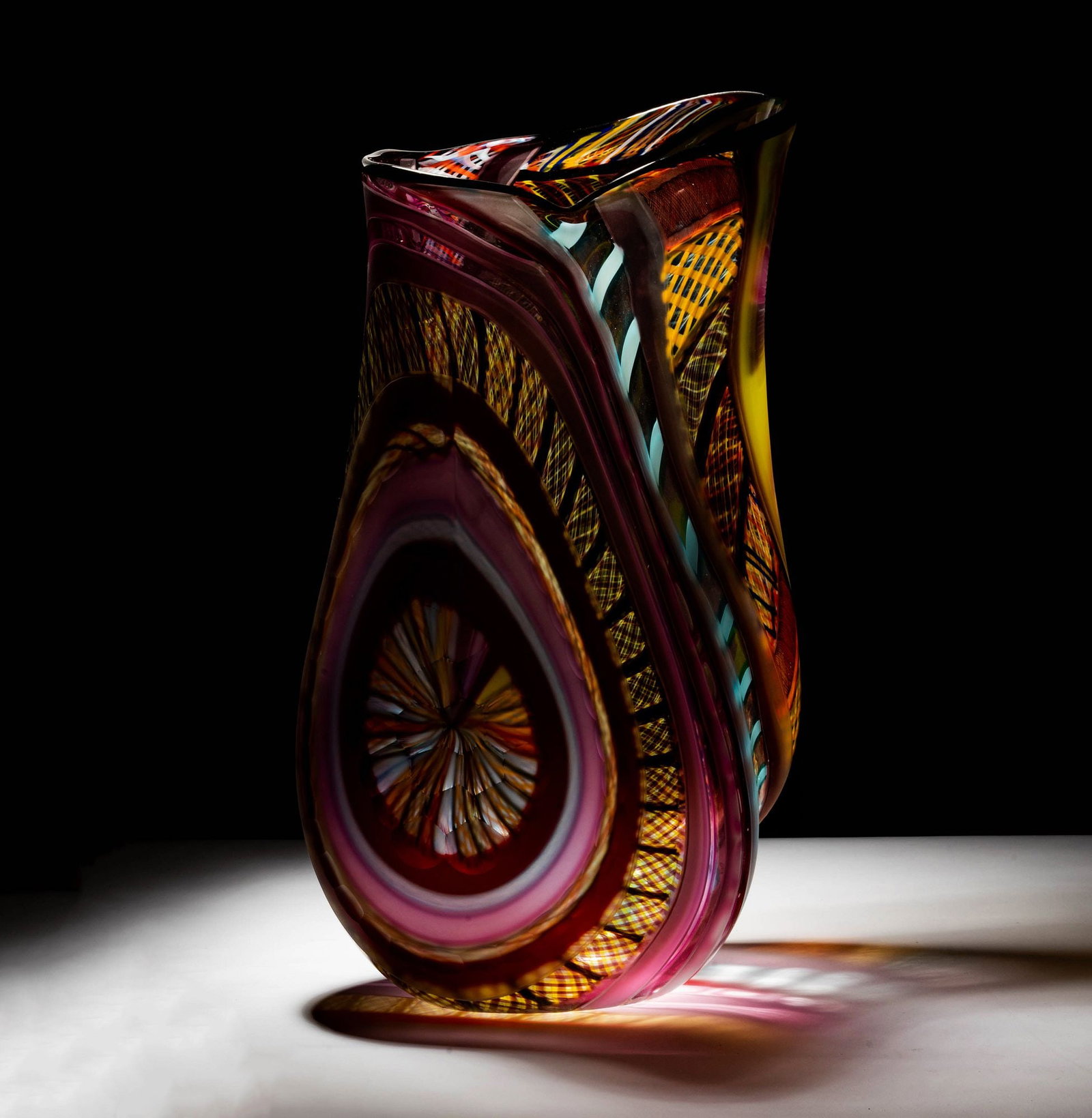 Massimiliano Schiavon Murano Glass Vase: 2007, signed and dated, numbered 1/1, Approximately: 19 1/4 x 11 1/2 x 6 3/4 in.