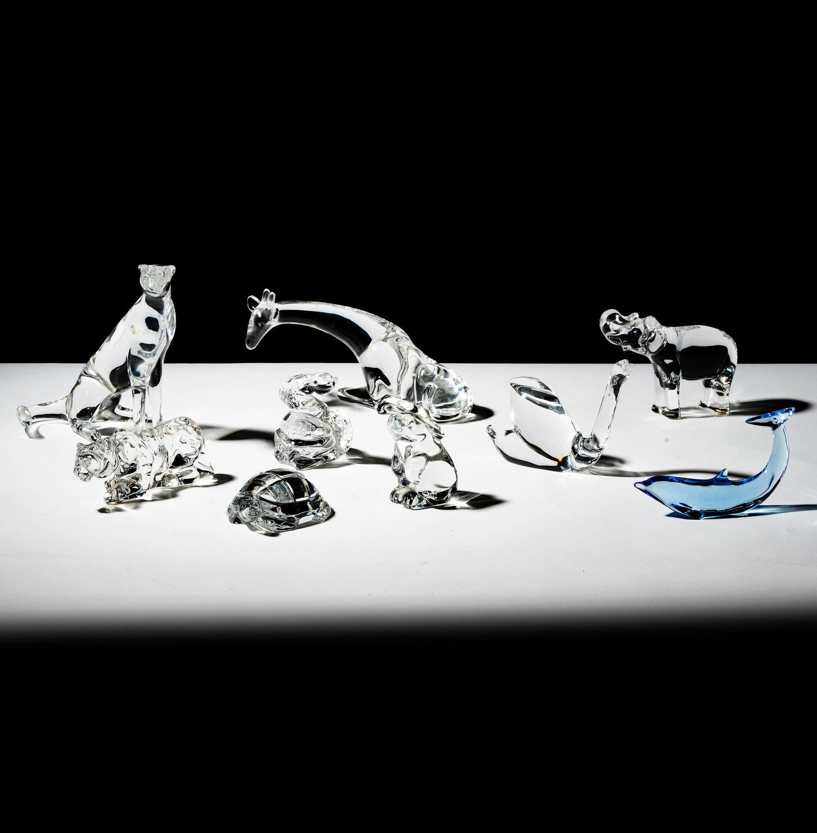Group of Small Baccarat Crystal Animals: each signed, tallest: 6 1/2 in.