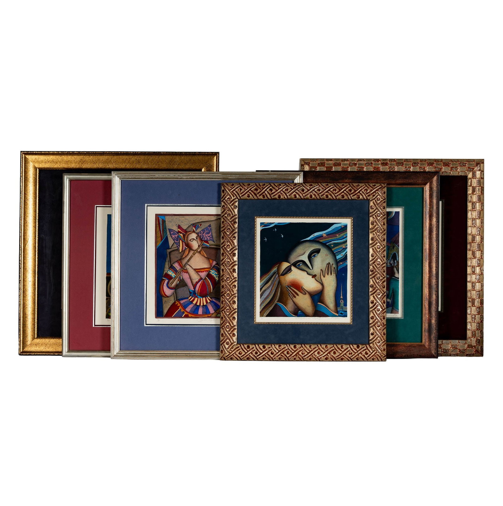 Alexander Ivanov (1950-1996), Six Works: each lithograph signed, smallest: sight: 11 x 10 1/2 in., frame: 19 3/4 x 18 1/4 in., largest: sight: 12 1/2 x 12 1/2 in., frame: 23 x 22 1/4 in.