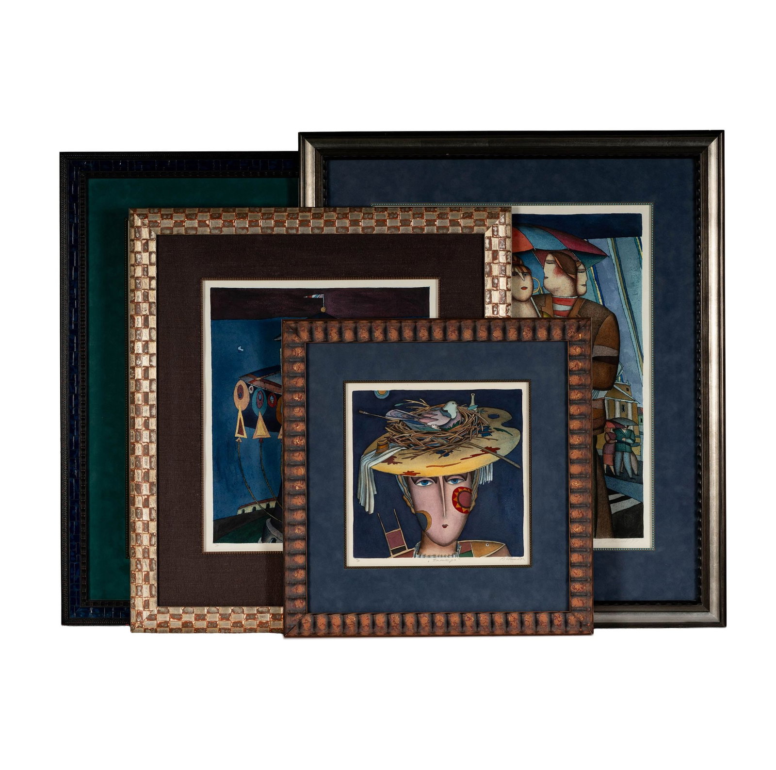 Alexander Ivanov (1950-1996), Four Works: each lithograph signed, smallest: sight: 12 1/2 x 12 1/2 in., frame: 21 3/4 x 21 1/4 in., largest: sight: 23 3/4 x 19 in., frame: 34 1/2 x 29 1/2 in.
