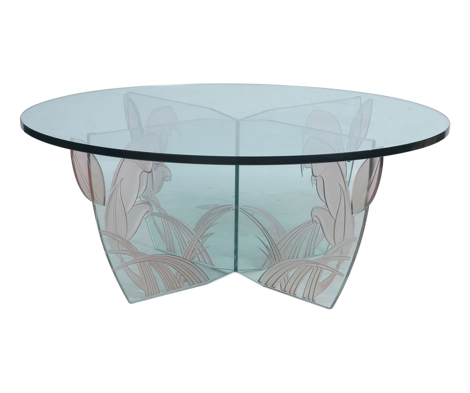 Floral Etched Glass Occasional Table (1 of 12)