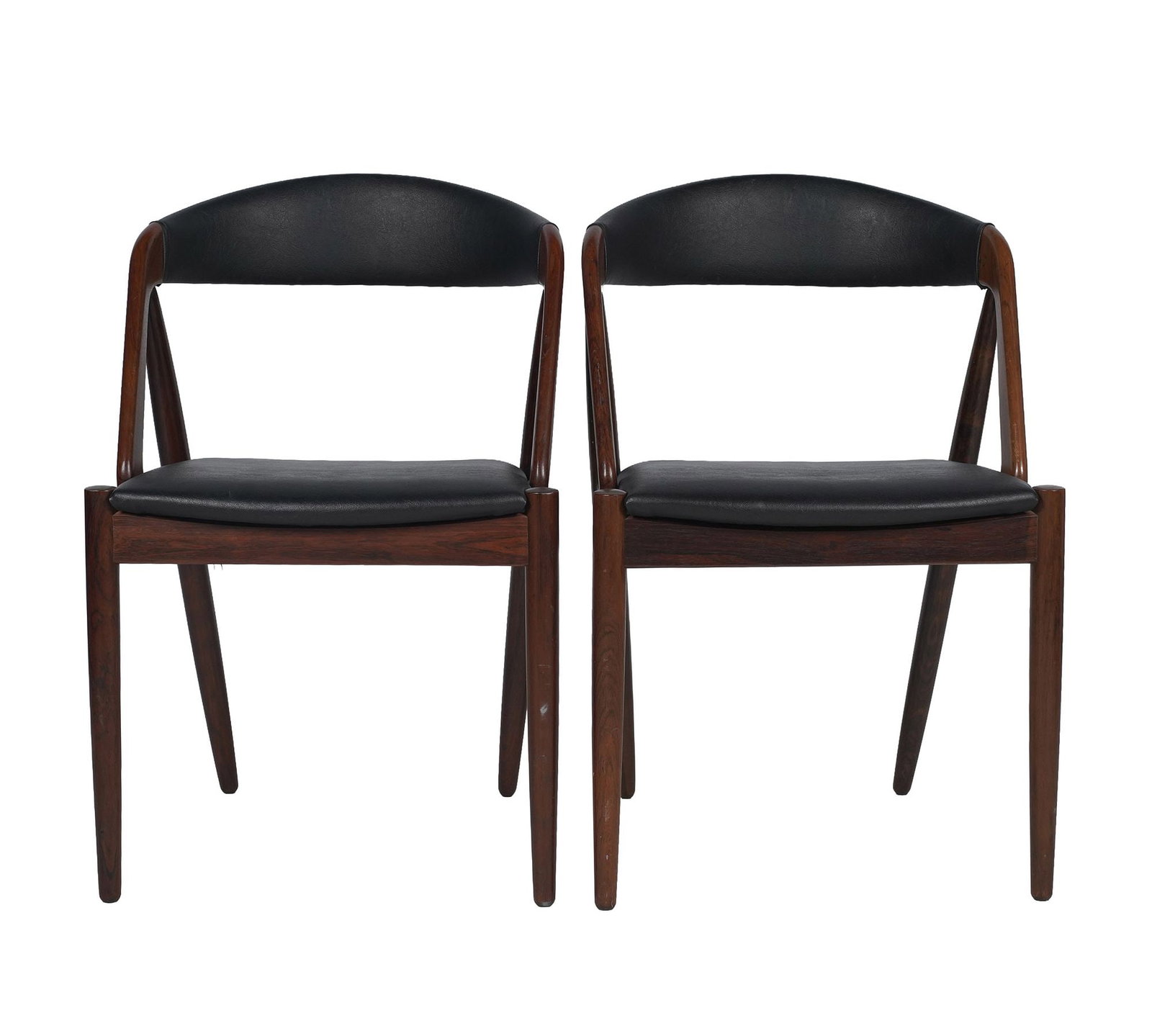 Pair of Schou Anderson Danish Modern Chairs: with label to underside, 29 1/2 x 19 1/2 x 19 in., seat height: 17 1/2 in.