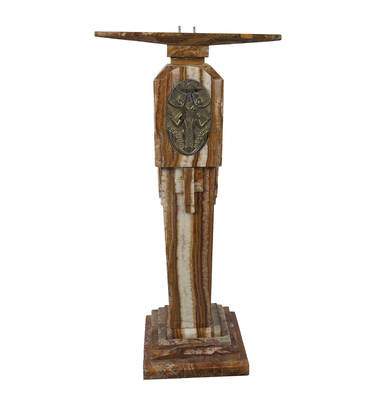 After Demetre Chiparus Marble and Bronze Pedestal: signed in casting,