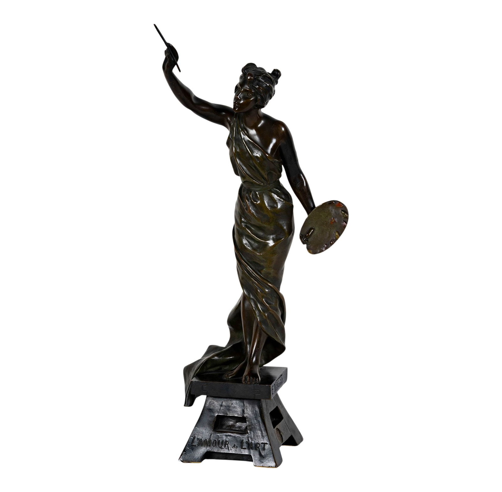 Emmanuel Villanis (French, 1858-1914), L'Amour de L'Art: bronze, signed in casting, 21 1/4 in. high