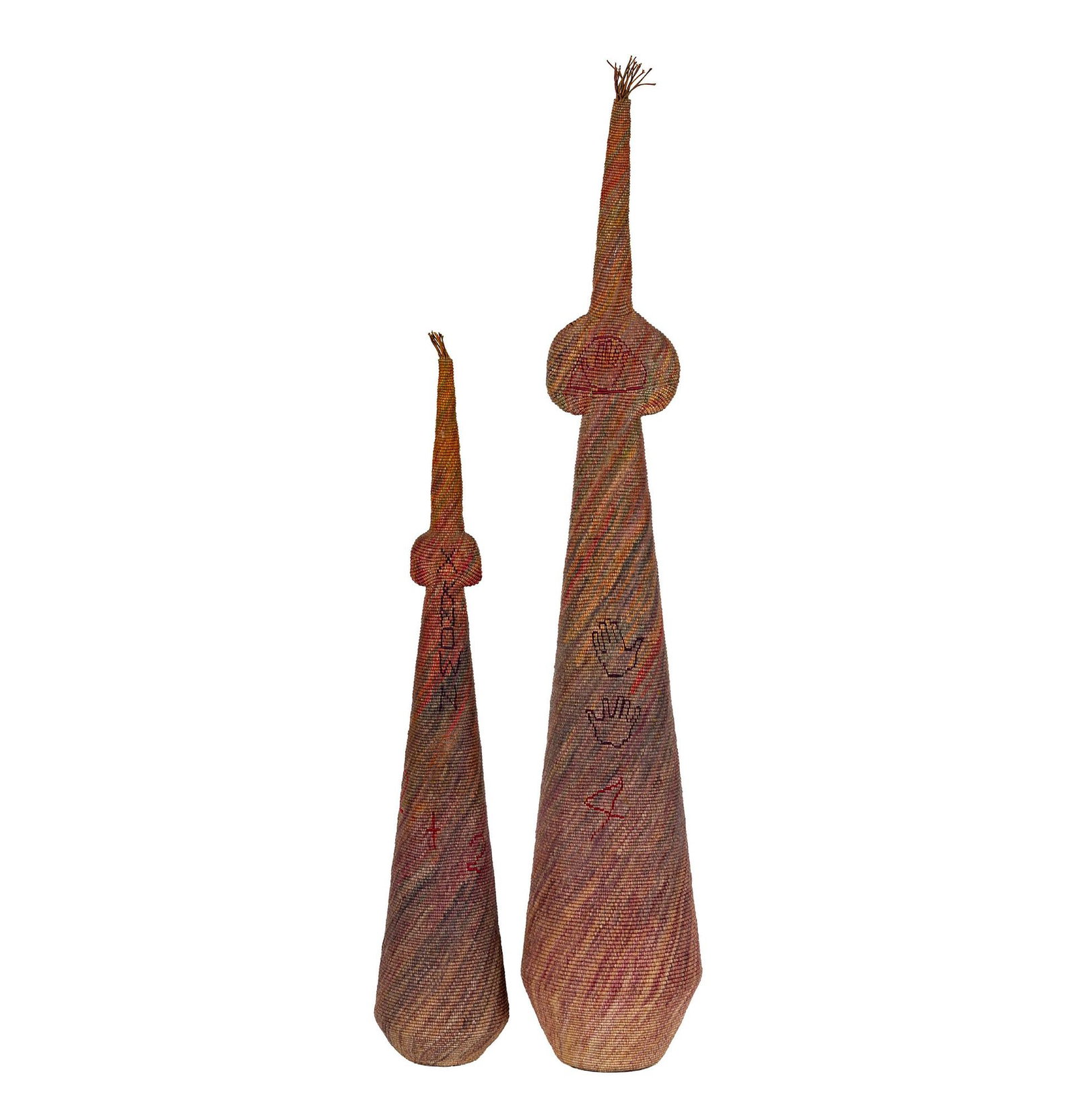 Jane Sauer (American, b.1937): Two Works: wax linen, signed to underside, largest: 30 1/4 x 7 in.