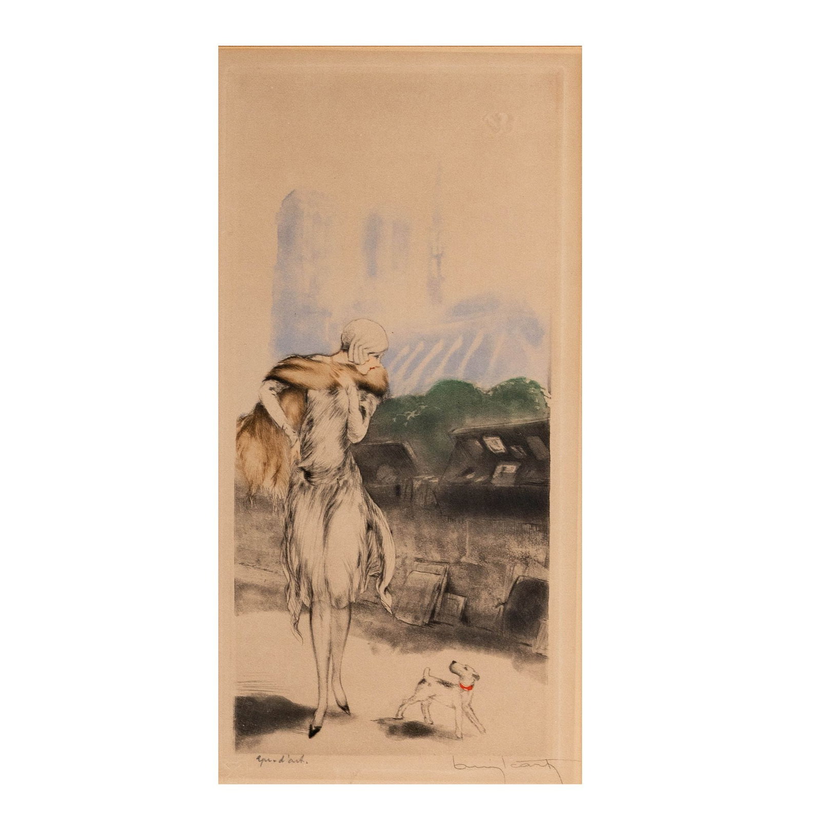 Louis Icart (French, 1888–1950), On The Quay: etching with aquatint, signed lower right, numbered 155/500, sight: 19 3/4 x 15 1/2 in., frame: 27 3/4 x 23 1/4 in.