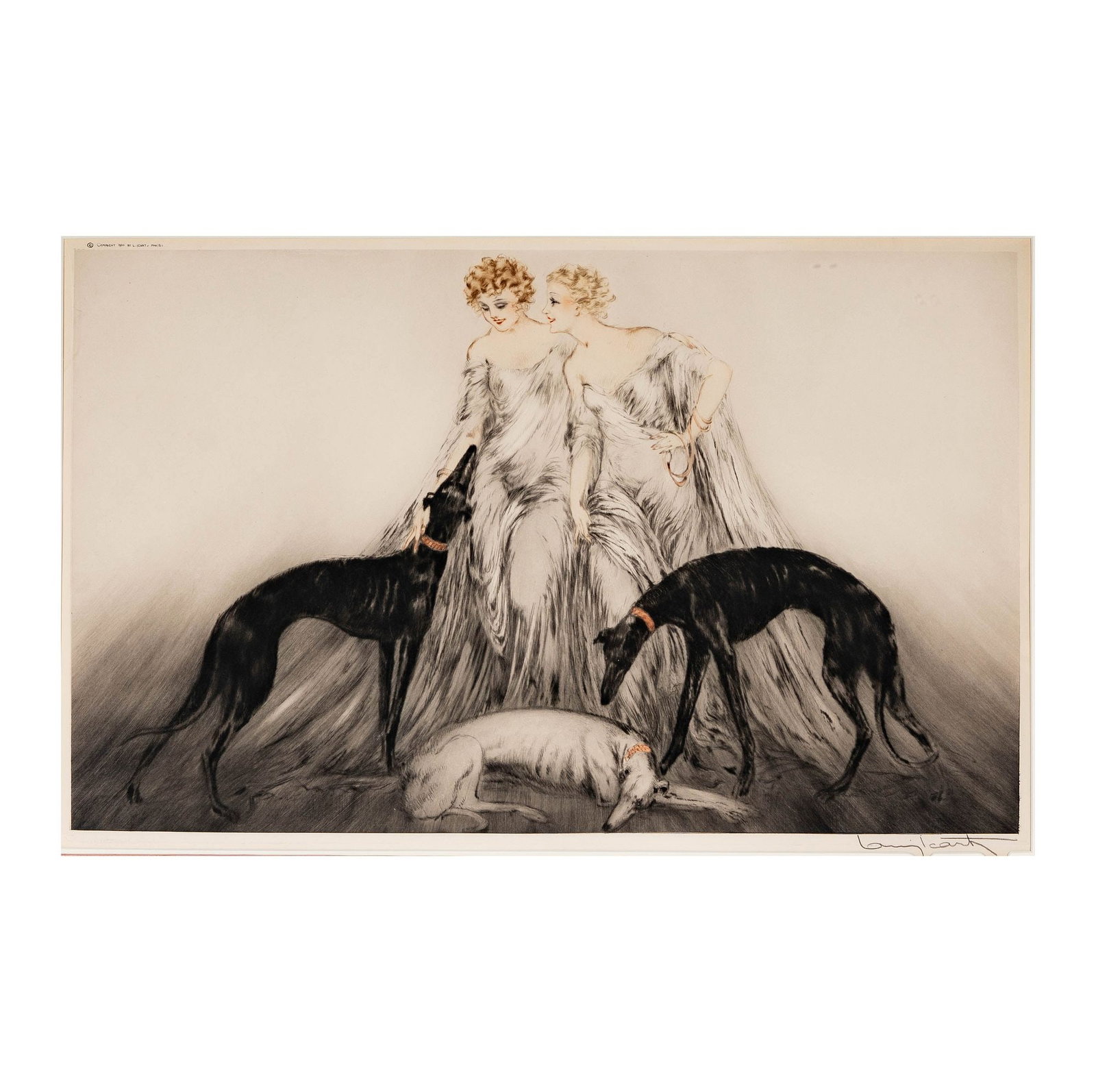 Louis Icart (French, 1888–1950), Coursing III: Etching and aquatint, signed lower right, blind stamped lower left, sight: 16 x 25 1/2 in., frame: 24 1/2 x 34 in.