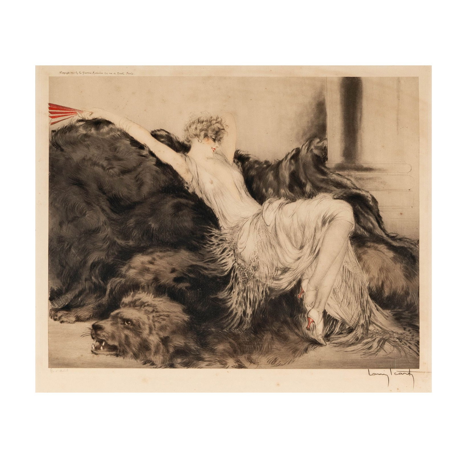 Louis Icart (French, 1888–1950), Paresse: Etching with aquatint, pencil signed lower right, sight: 16 3/4 x 20 in., frame: 23 1/4 x 26 1/2 in.
