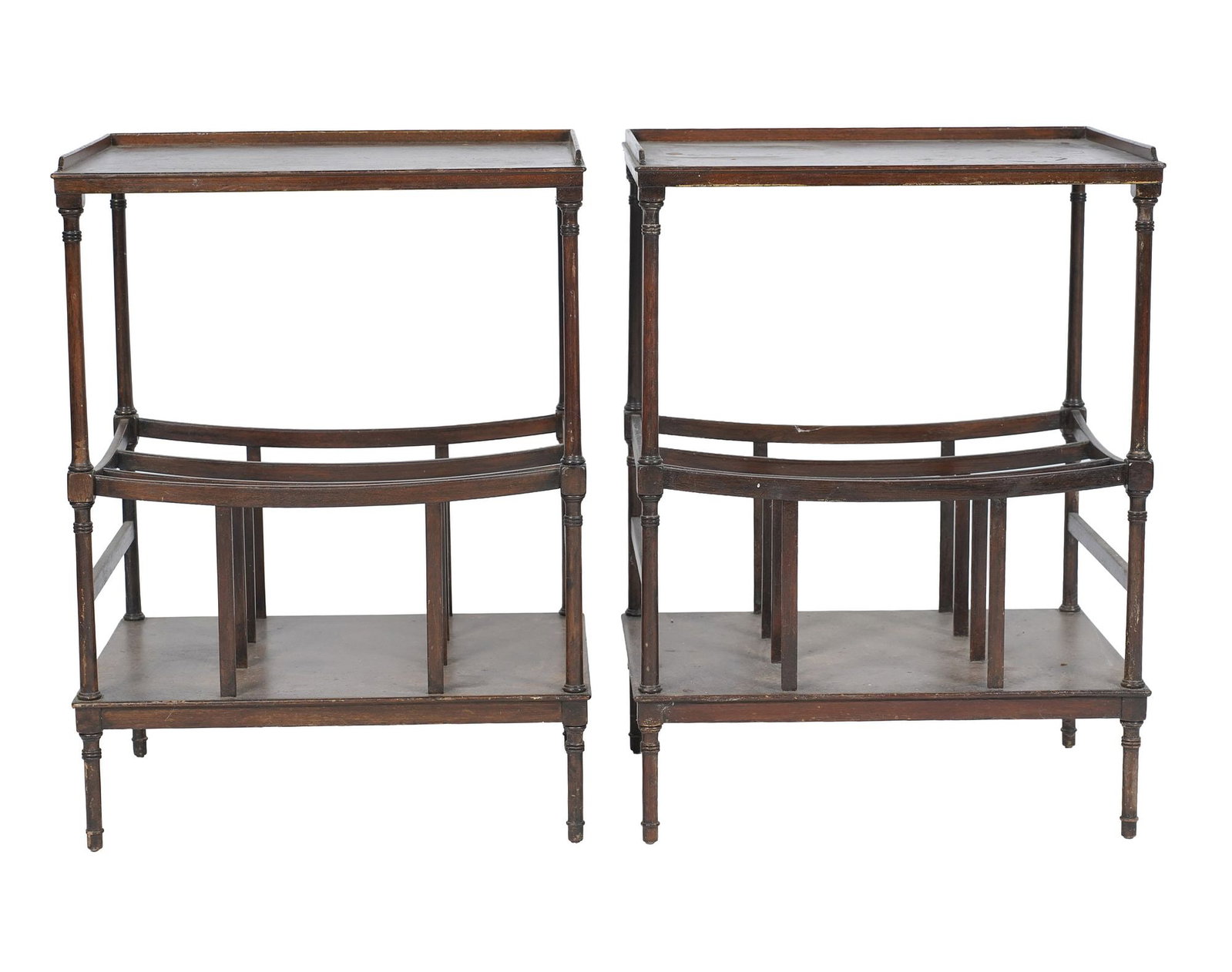 Two English Segmented Lamp Table: 27 x 20 1/2 x 15 in.