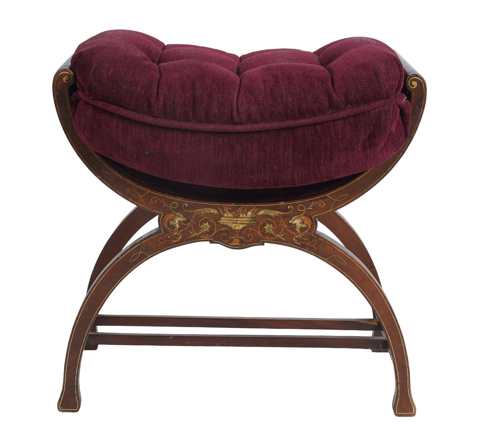 Adams-Style Inlaid Bench: 23 x 21 x 14 in.