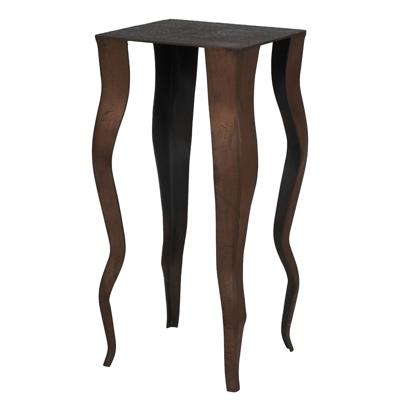 Modern Curved Iron Side Table: 23 1/2 x 11 1/4 x 10 1/4 in.