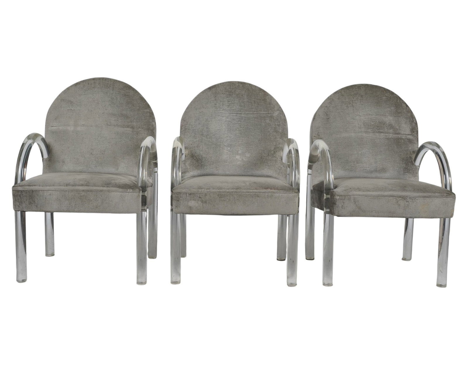 Group of Modern Acrylic Game Chairs: 35 x 22 1/2 x 23 in., seat height: 18 in.