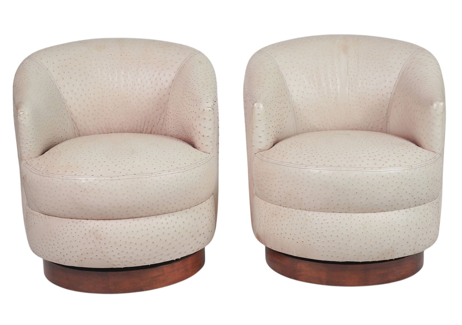 Pair of Modern White Ostrich Leather Club Chairs (1 of 8)