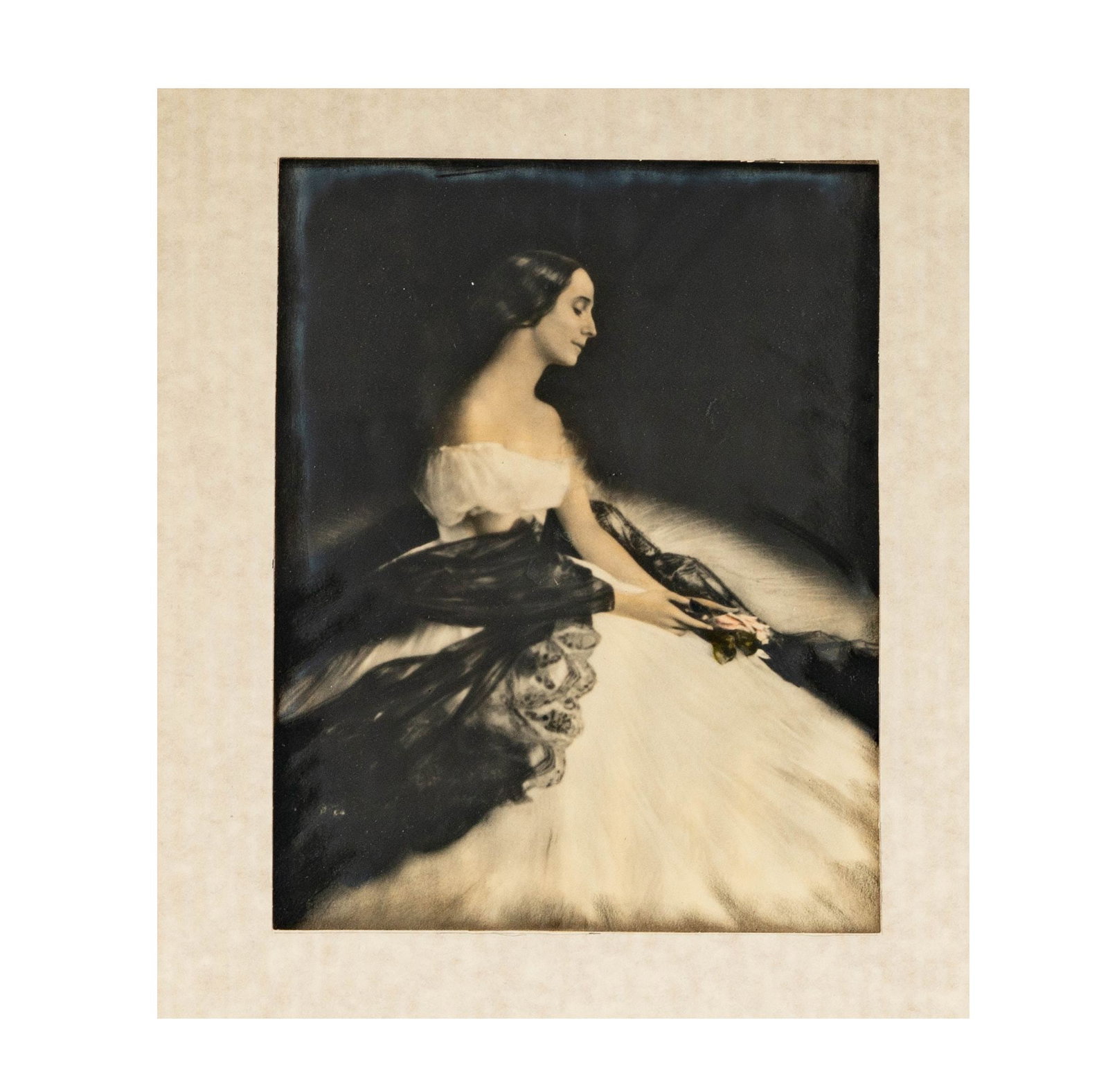 Vintage Portrait of Anna Pavlova: Hand tinted photo by Frans van Riel, photo mounted to board, photo: 10 1/2 x 8 1/4 in., frame: 21 1/2 x 17 1/2 in.