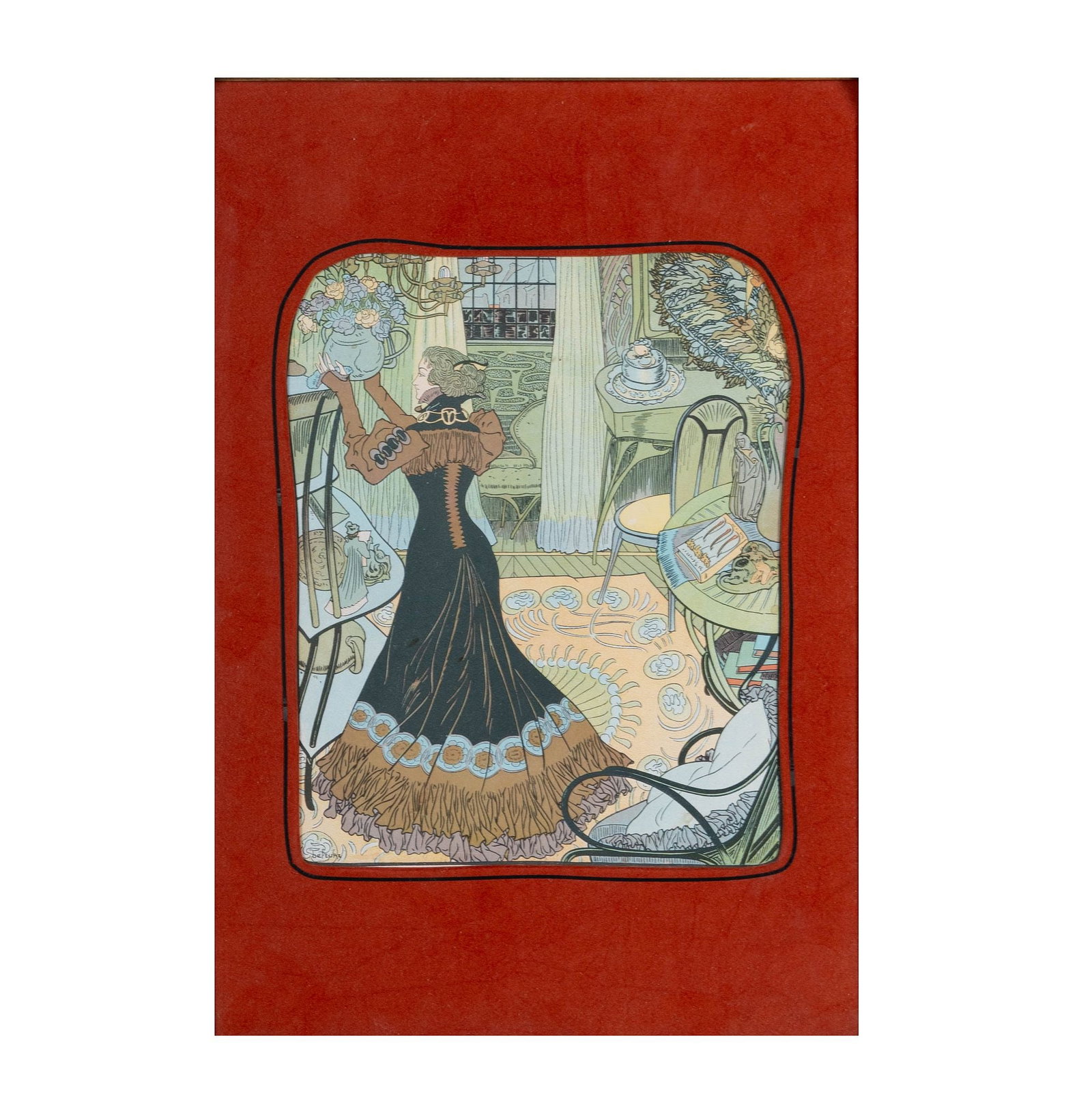 Georges de Feure (French, 1868-1943), In Search of Lost Time: lithograph, signed in print, sight: 10 x 8 in., frame: 17 3/4 x 12 1/2 in.
