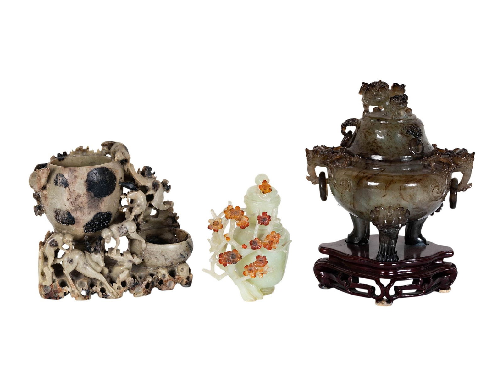 Three Chinese Carved Stone Censers (1 of 18)
