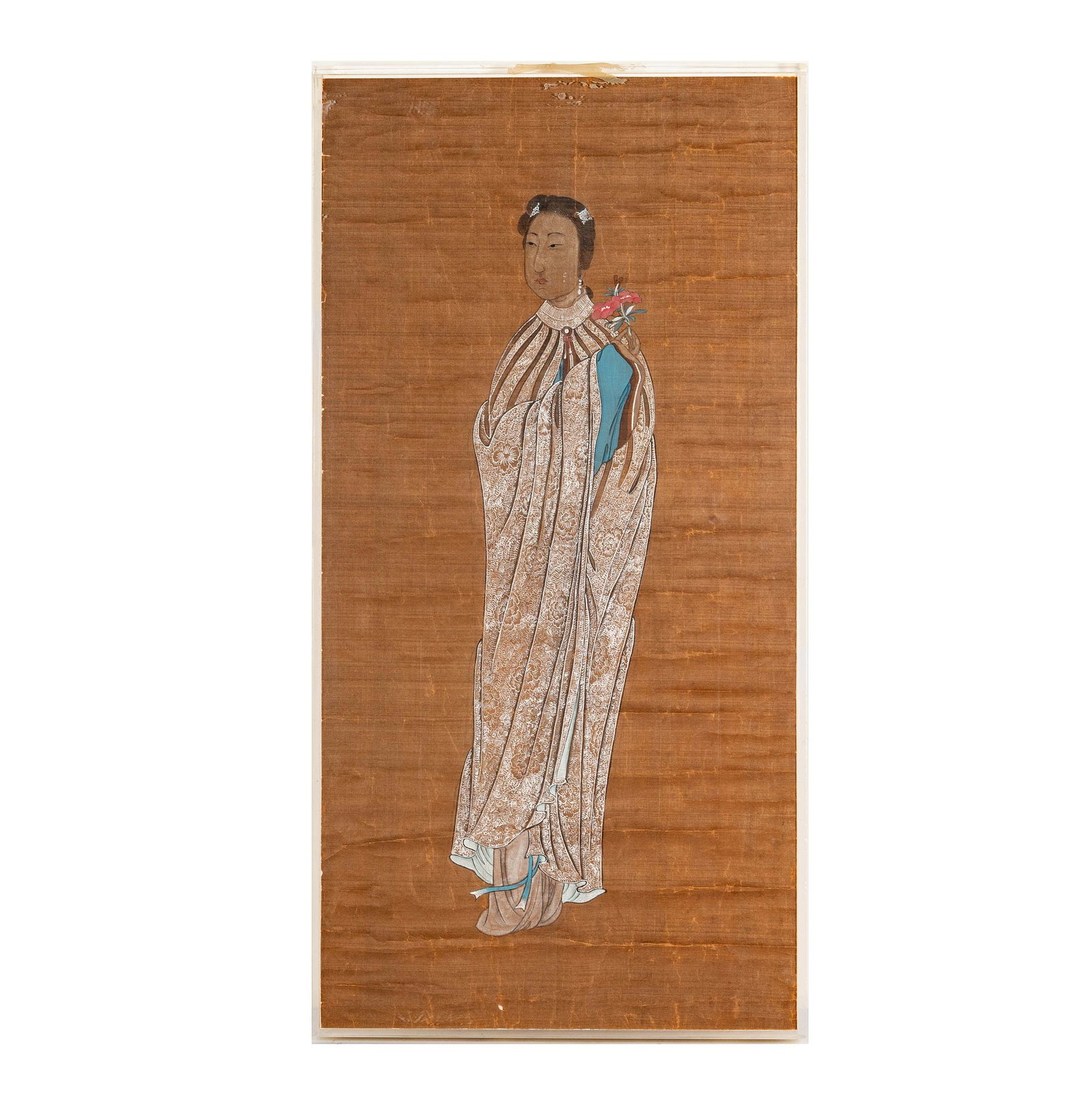 Chinese Painting of a Woman: on silk, work: 26 x 13 in., frame: 26 1/2 x 13 1/2 in.