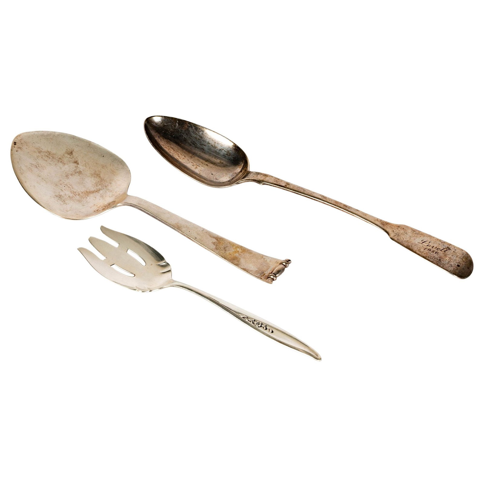 Three Assorted Sterling Serving Utensils: each marked, longest: 11 1/2 in., approximately 332 grams