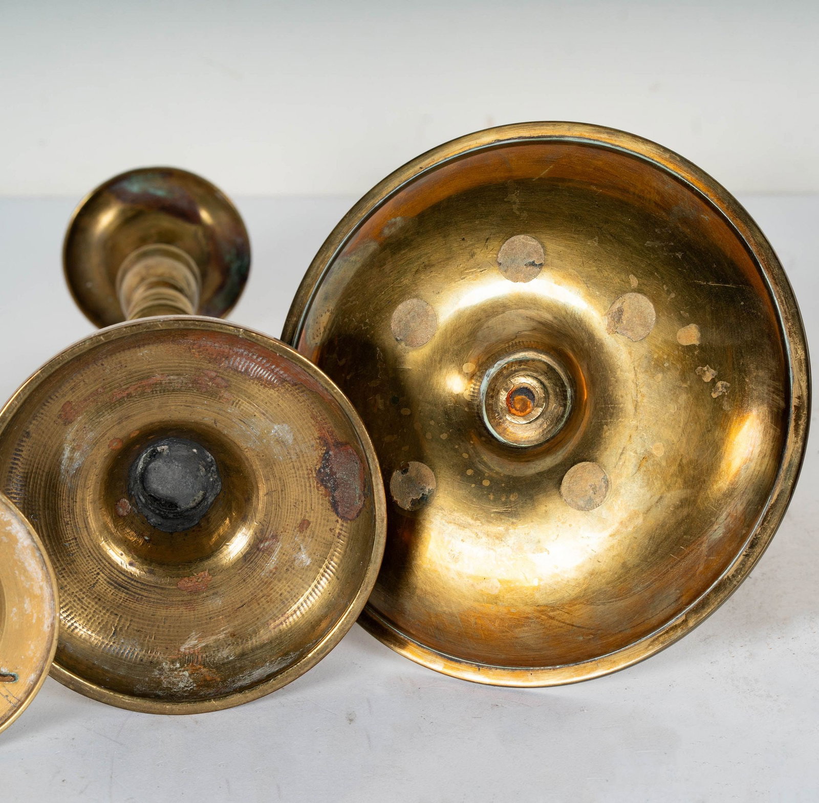 Six Assorted Brass Candlesticks - 12