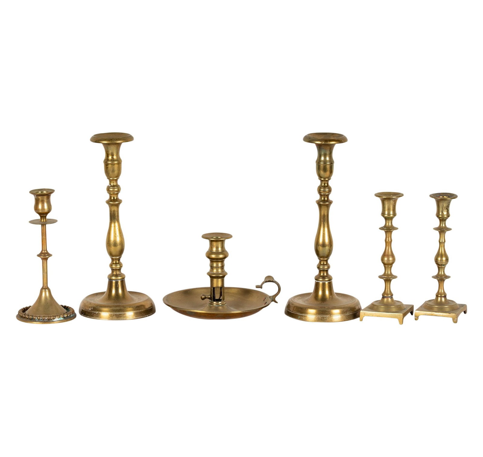 Six Assorted Brass Candlesticks (1 of 14)