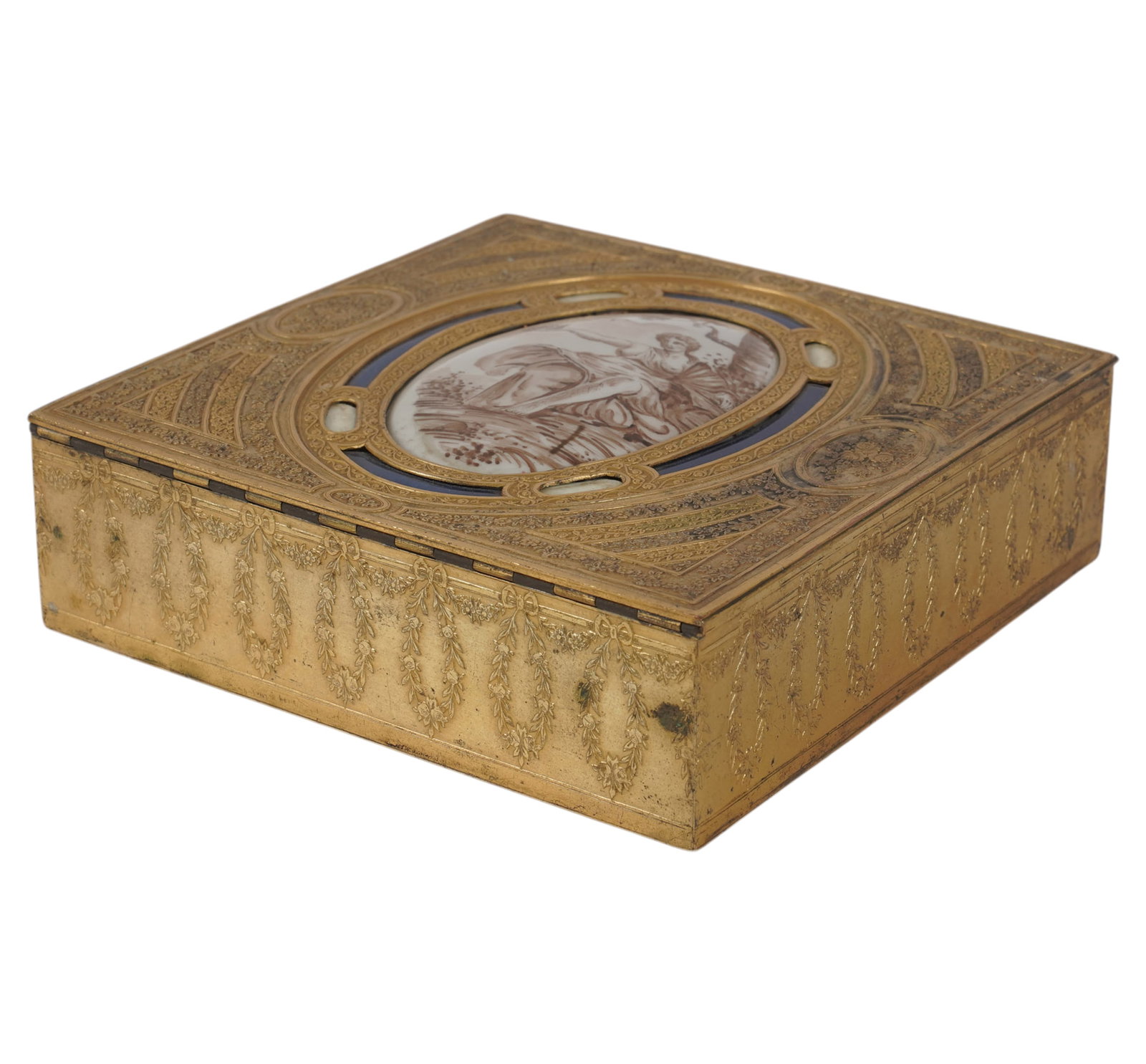 Gilt Metal and Enamel Porcelain Vanity Box (1 of 6)