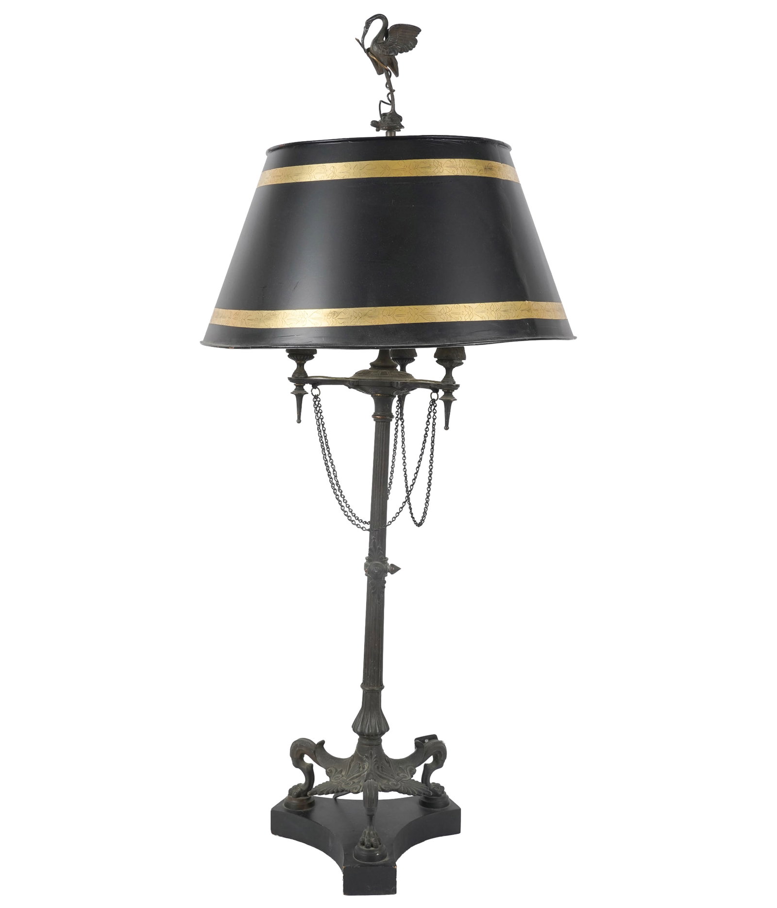 Neoclassical-Style Bronze and Tole Shade Table Lamp (1 of 11)