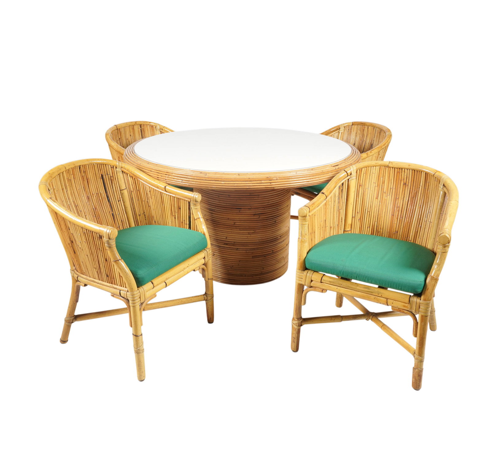 McGuire Round Table with Four Barrel Chairs (1 of 10)