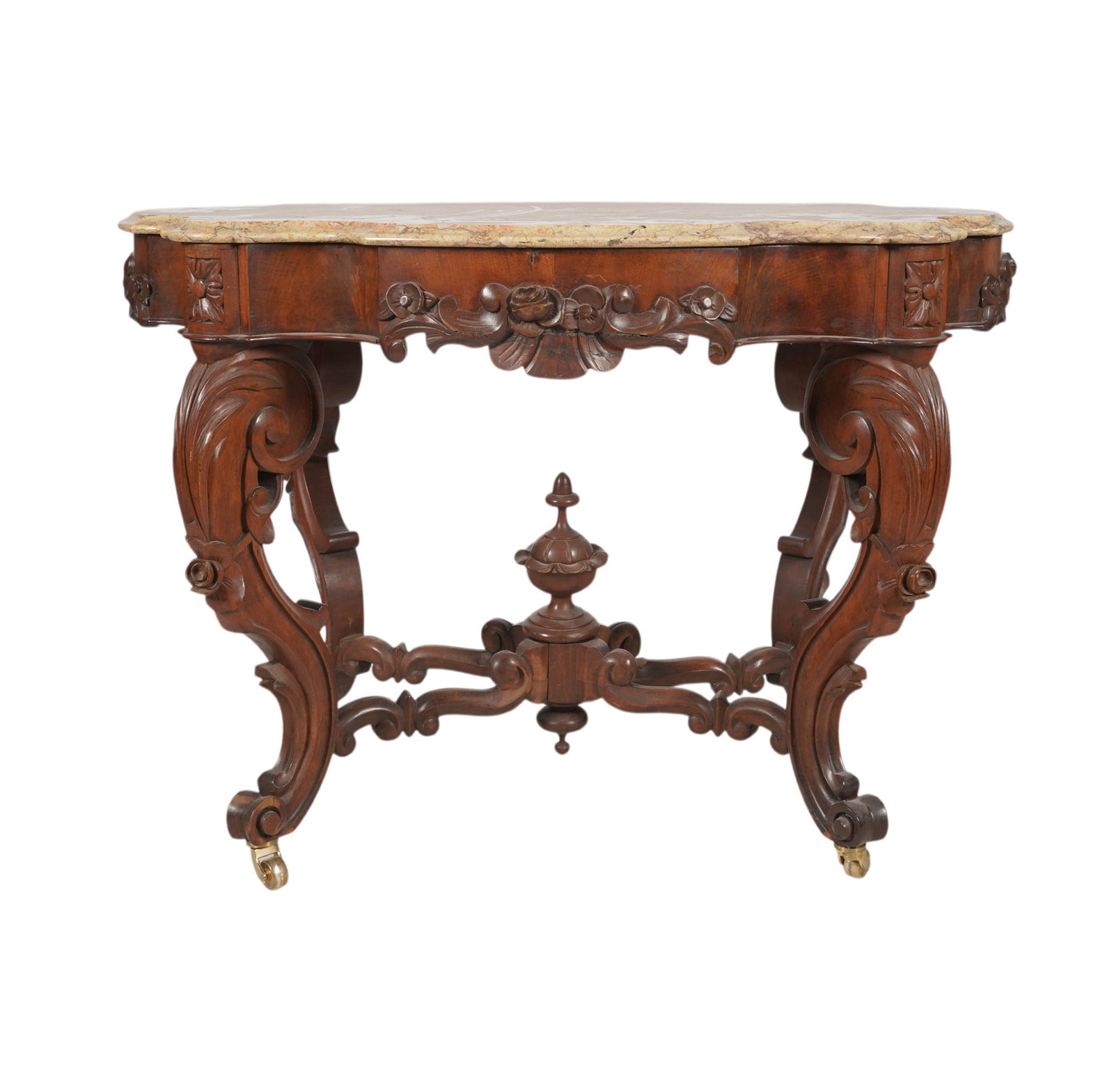 Carved Wood Marble Top Occasional Table (1 of 13)
