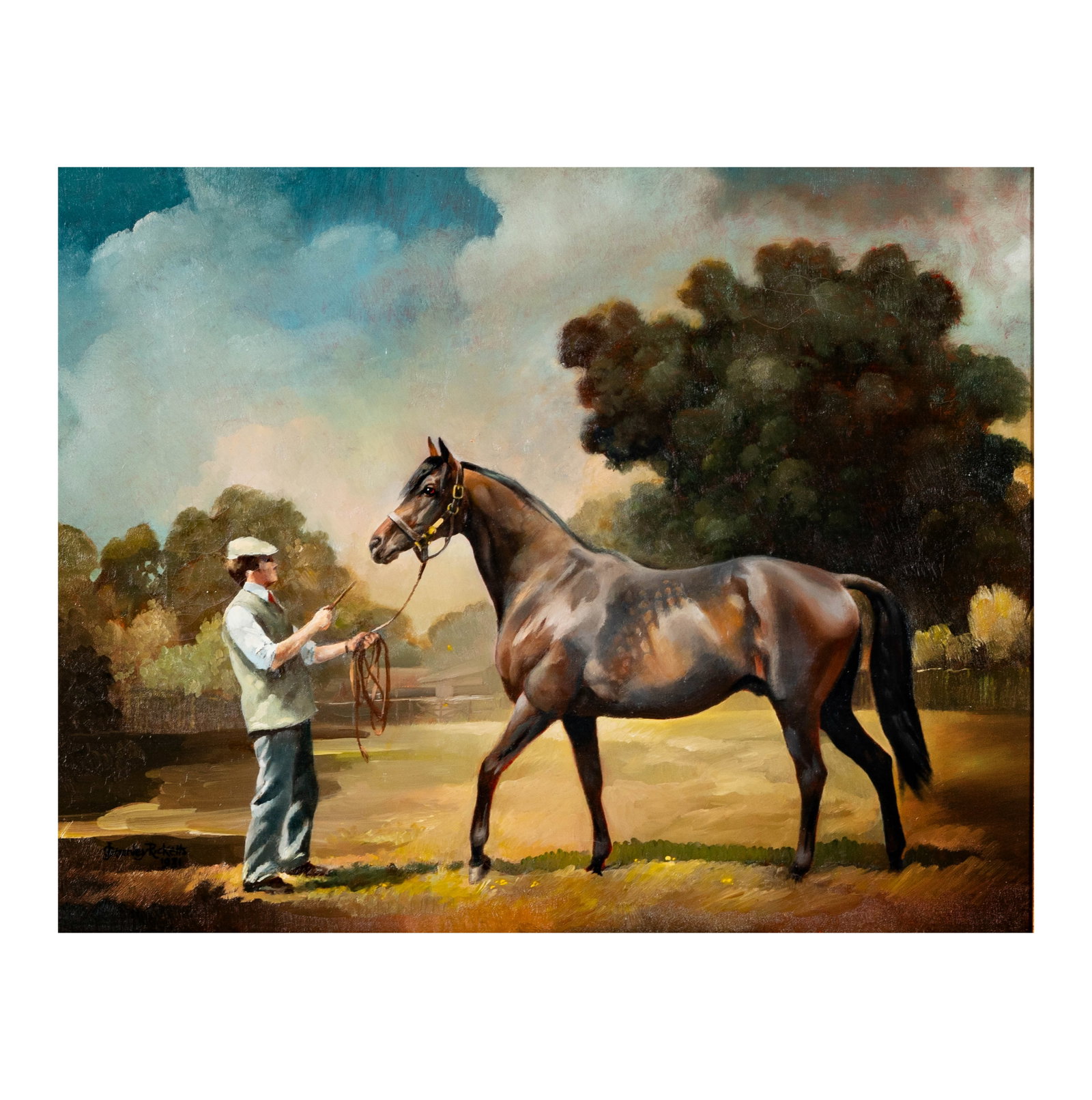 Joy Stanley Ricketts (B. 1929), Derby Winner Shirley Heights: oil on canvas, 1981, signed and dated lower left, titled to label verso, 16 x 20 in., frame: 24 1/2 x 28 3/4 in.
