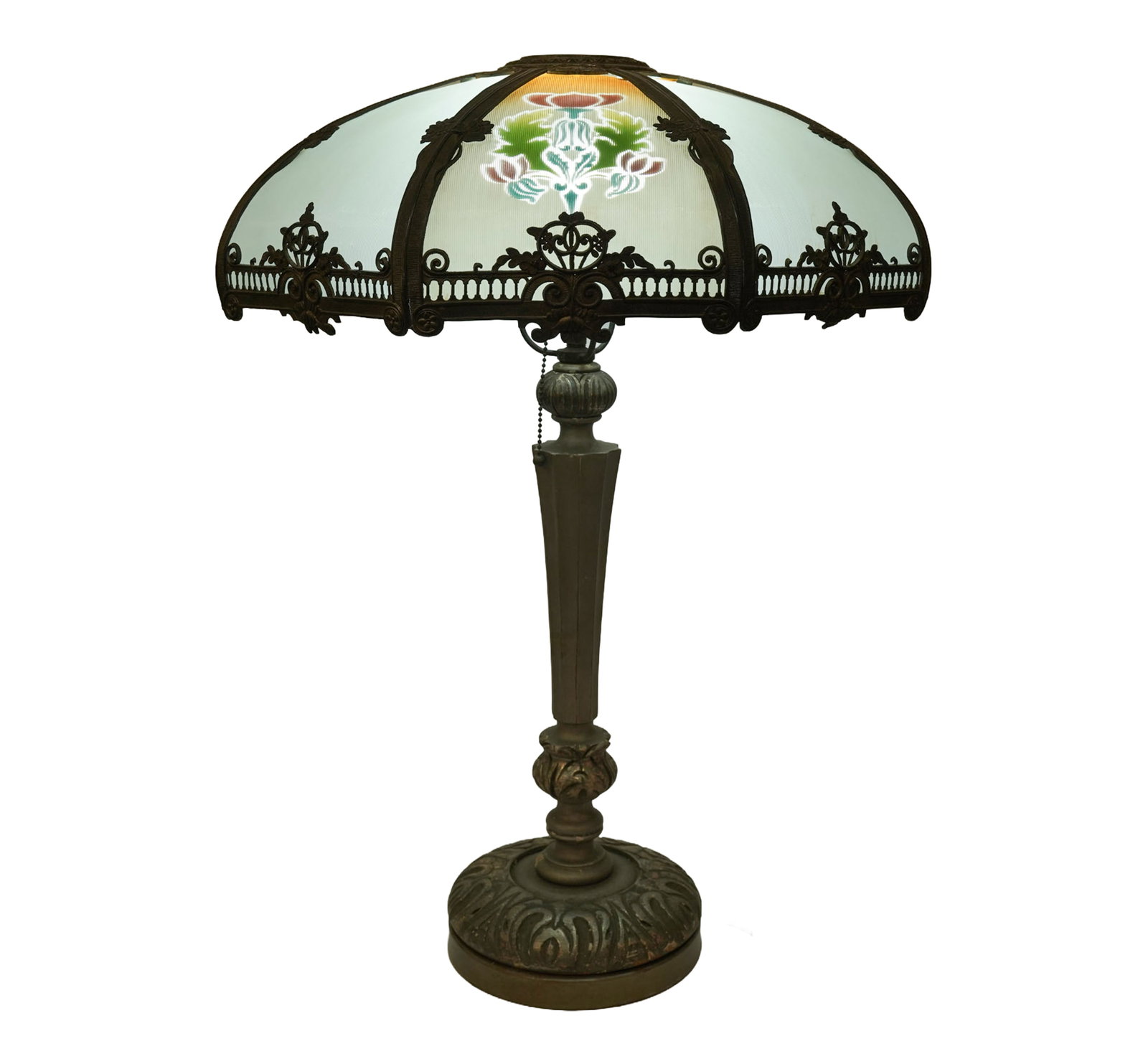 Arts and Craft Style Wood Base and Glass Shade Table Lamp (1 of 15)