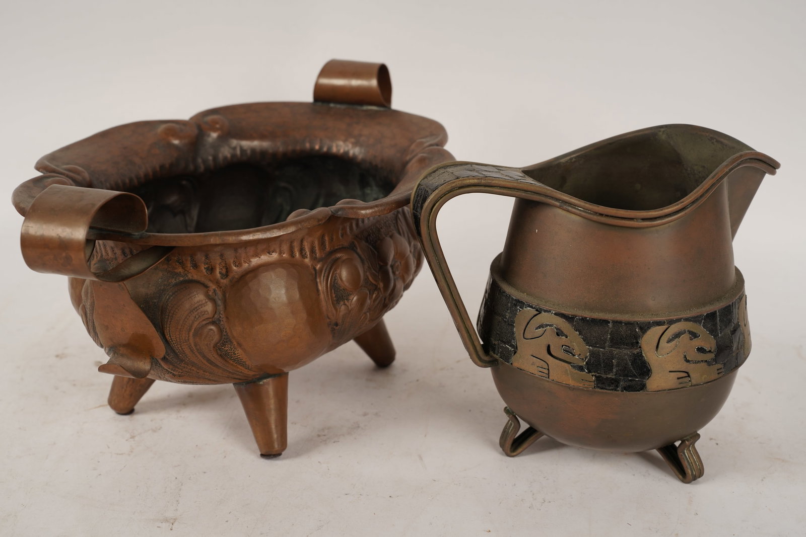 Two Embossed Copper Mexican Table Items - 5