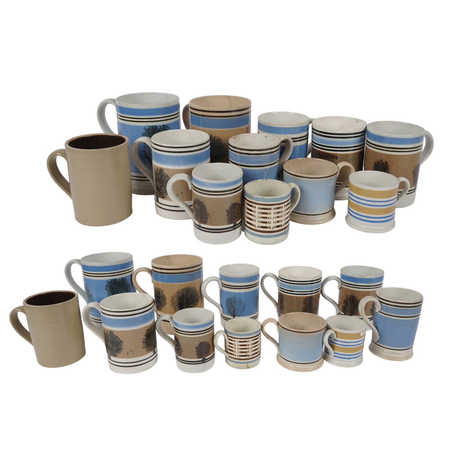 A Group of English Mochaware Mugs (1 of 8)