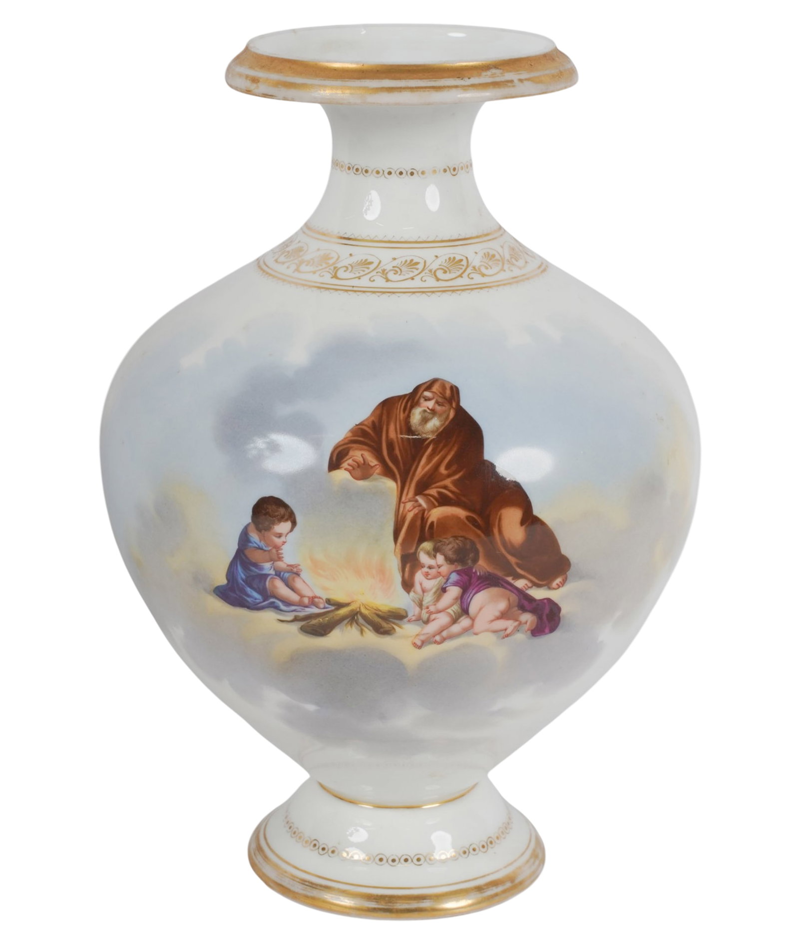 A Porcelain Pictorial Vase: 13 x 9 x 9 in.