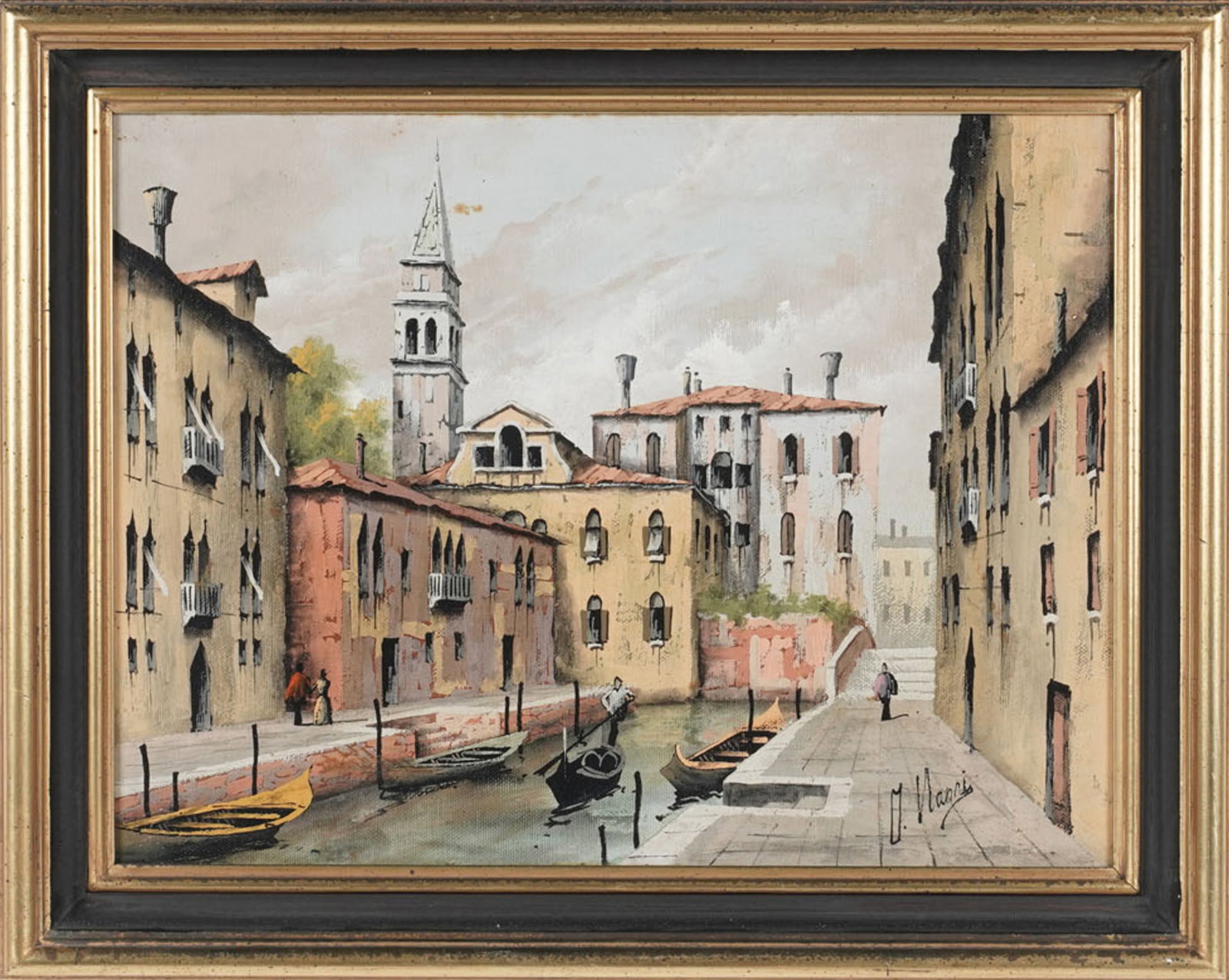 20th Century, Venetian Canal Scene: oil on canvas, signed "O. Nanni" lower right 12 x 15 3/4 in. frame: 15 x 19 in.