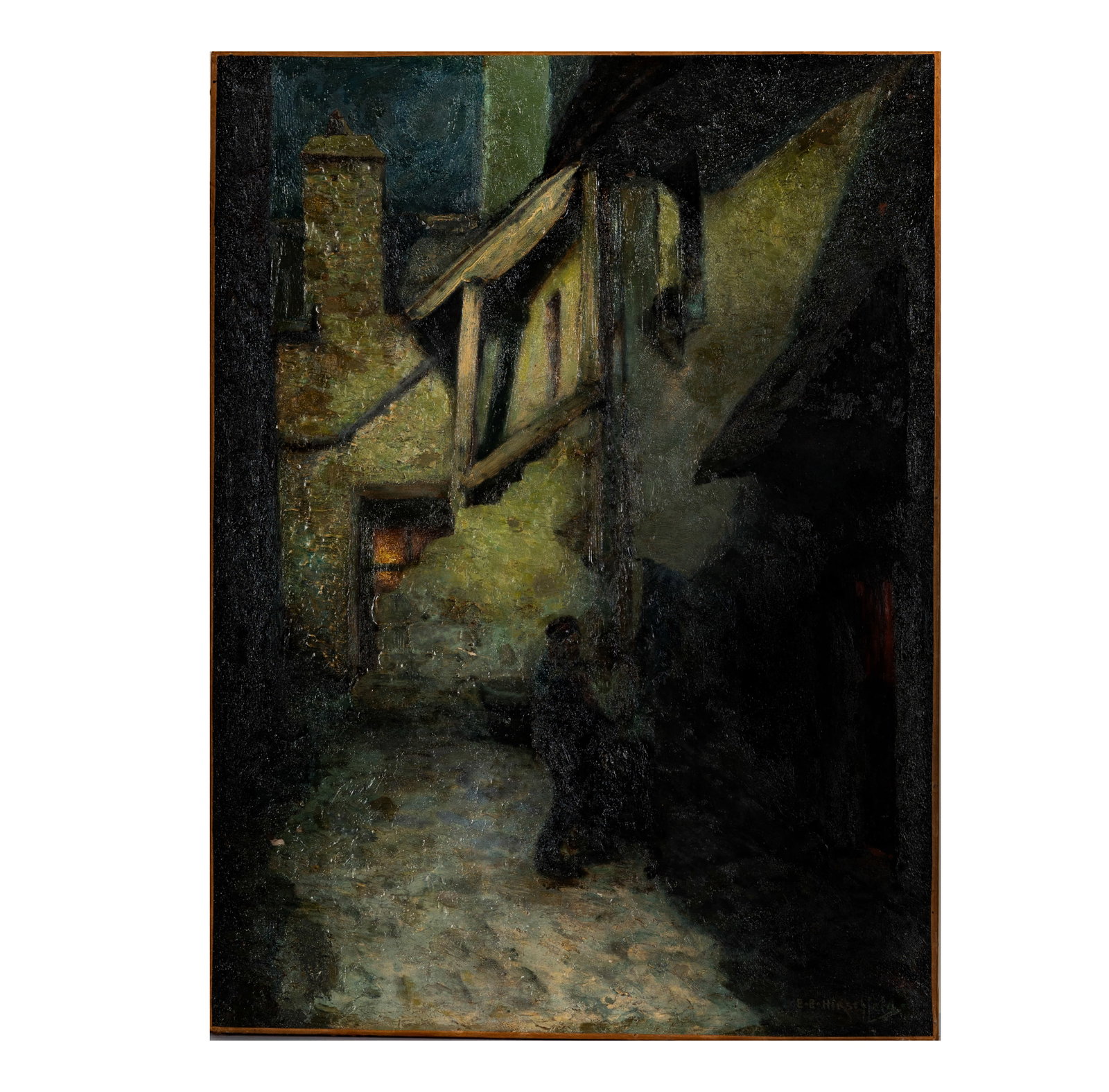 Emil Benediktoff Hirschfeld (Russian, 1867-1922), Evening Street Scene: oil on canvas, signed lower right, 31 x 23 1/4 in.