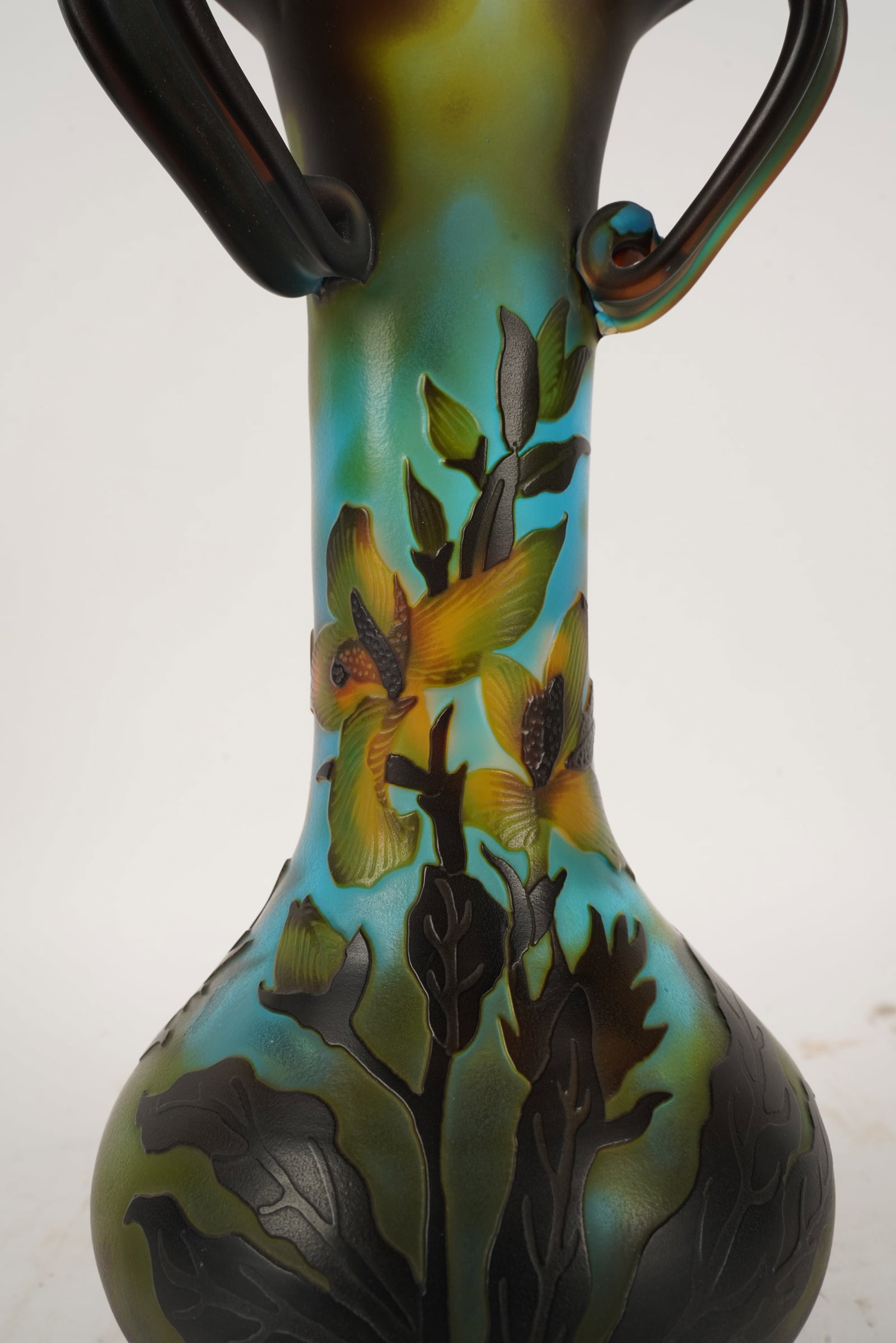 Signed Daum Nancy-Style Three Handle Vase - 5