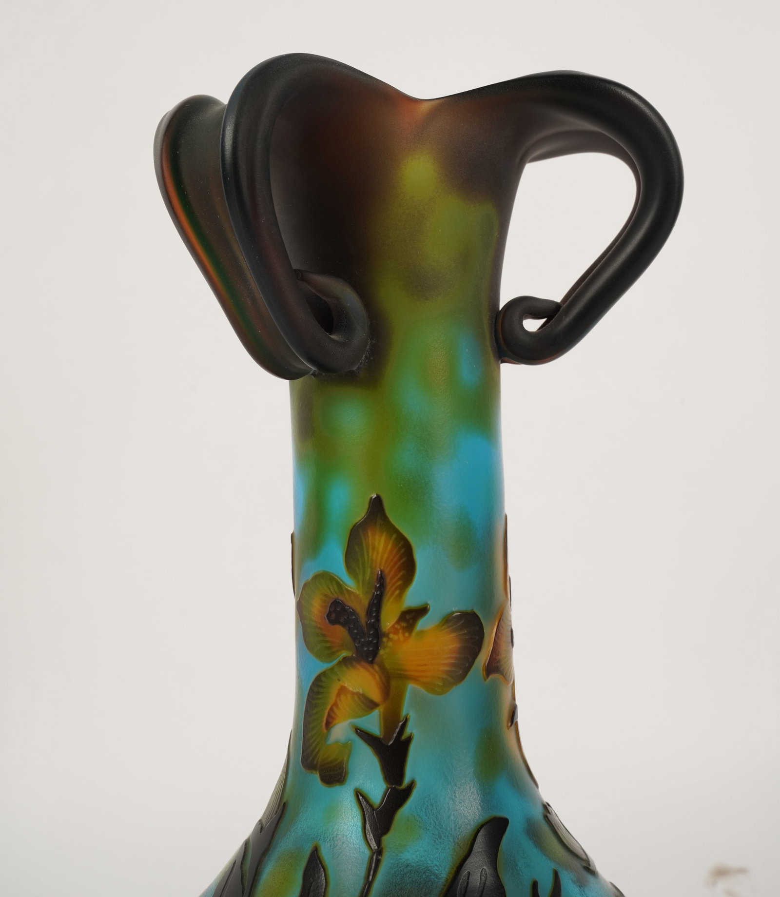 Signed Daum Nancy-Style Three Handle Vase - 7