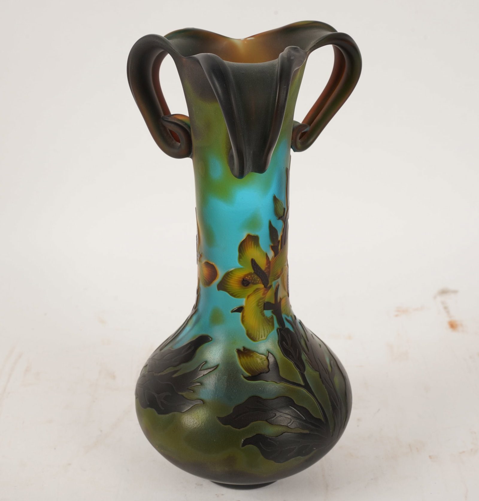 Signed Daum Nancy-Style Three Handle Vase - 8