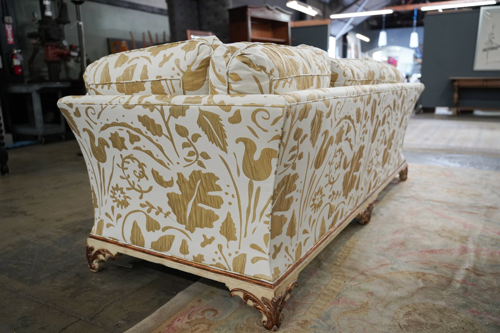 White and Gold Upholstered Sofa - 10